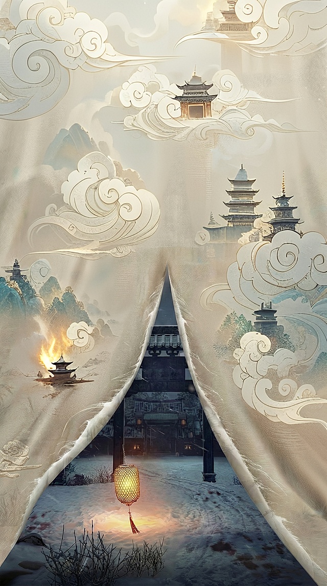 云纹换一些样子，布料上的小场景换成古风城池感，有一些战火夺权的感觉