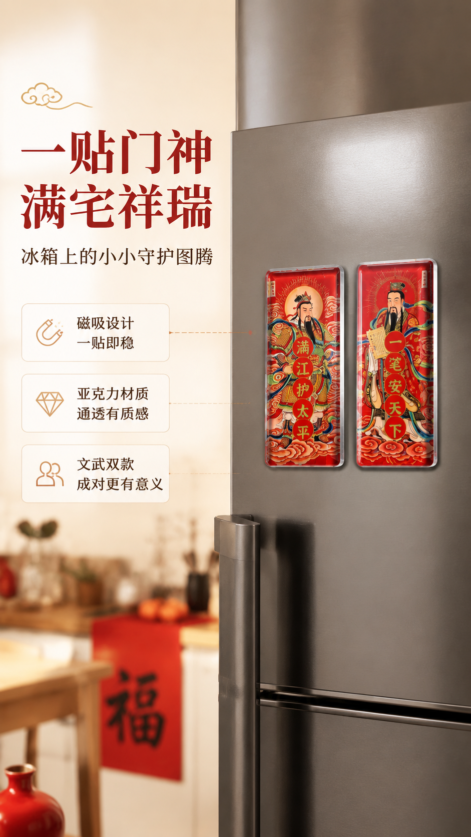 [商品] 使用【图1】中的守宅迎瑞门神系列亚克力冰箱贴（岳飞款… - 图片创意预览