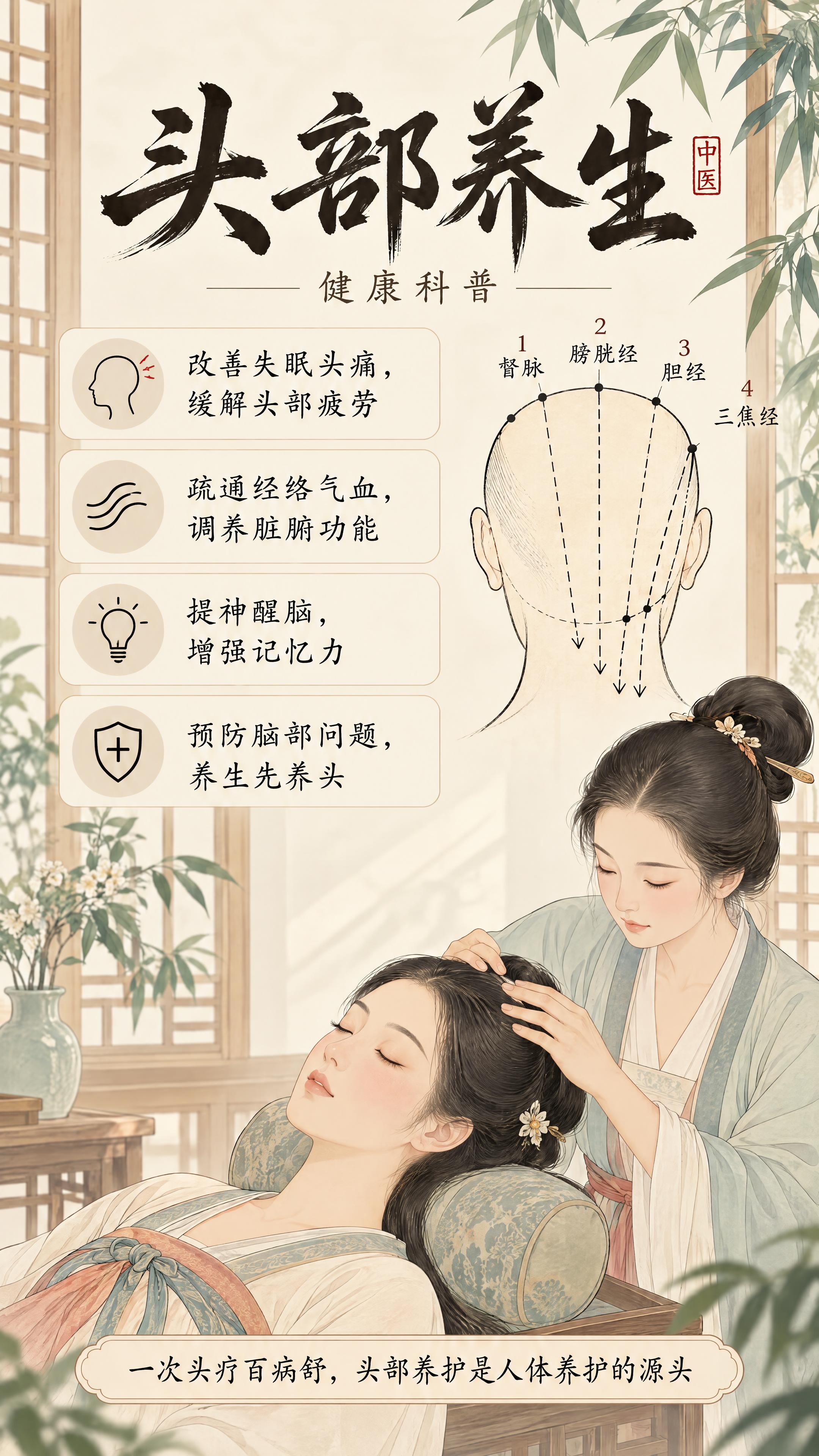 图一的头部养生海报，风格参考图二的清爽型。将图一从沉重的古旧风… - 图片创意预览