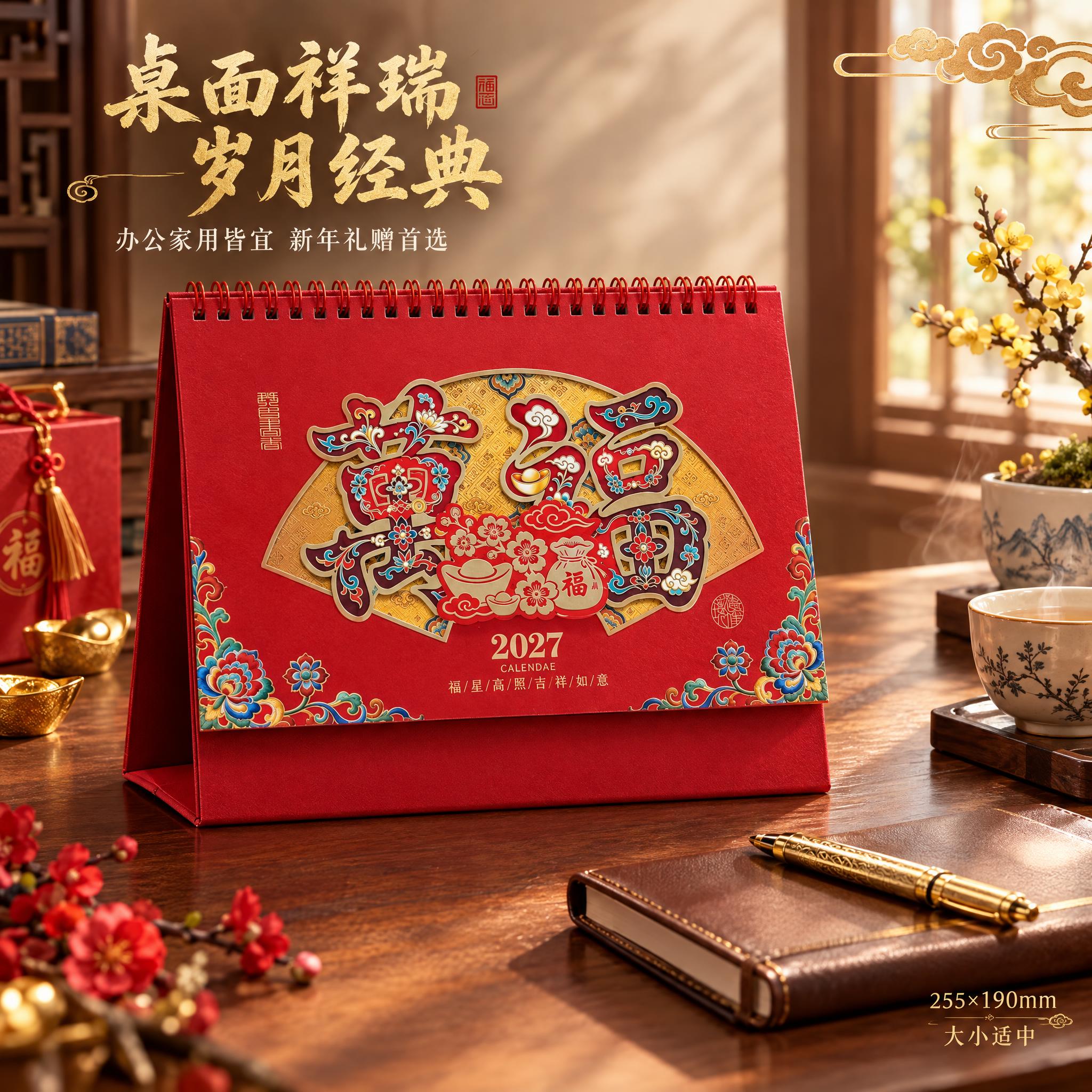 [主图-4] 使用场景展示，呈现台历在办公桌面的真实摆放效果与… - 图片创意预览