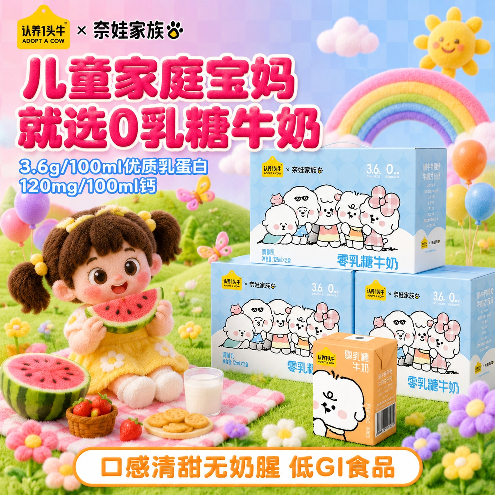 在这张毛绒质感3D卡通电商主图的左上角安全区域，添加两个品牌l… - 图片创意预览