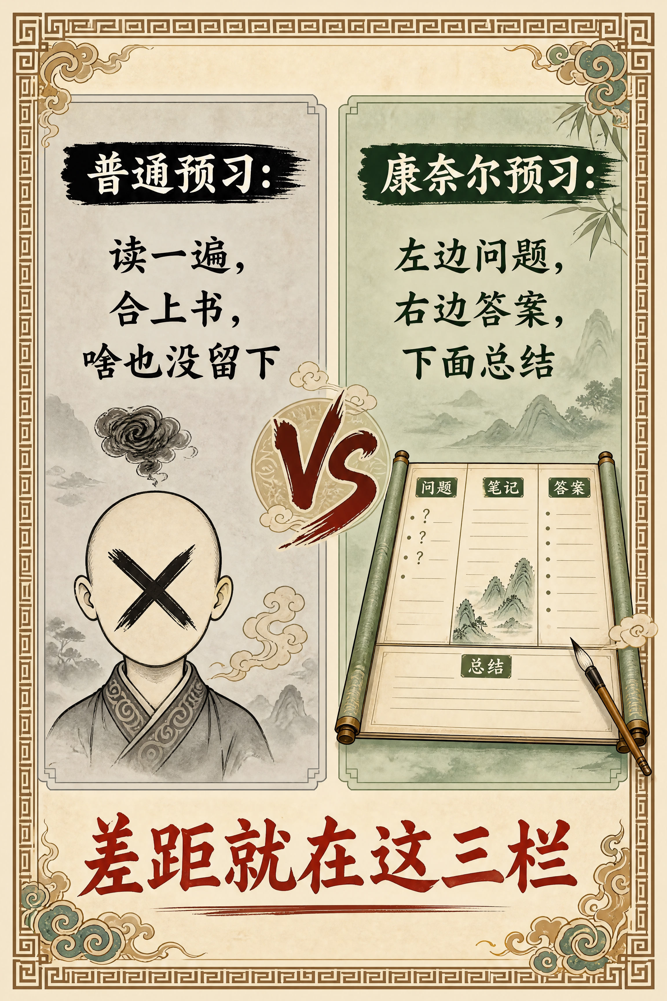 小红书笔记内页，对比图，国风山海经风格，米黄色宣纸纹理背景、回… - 图片创意预览