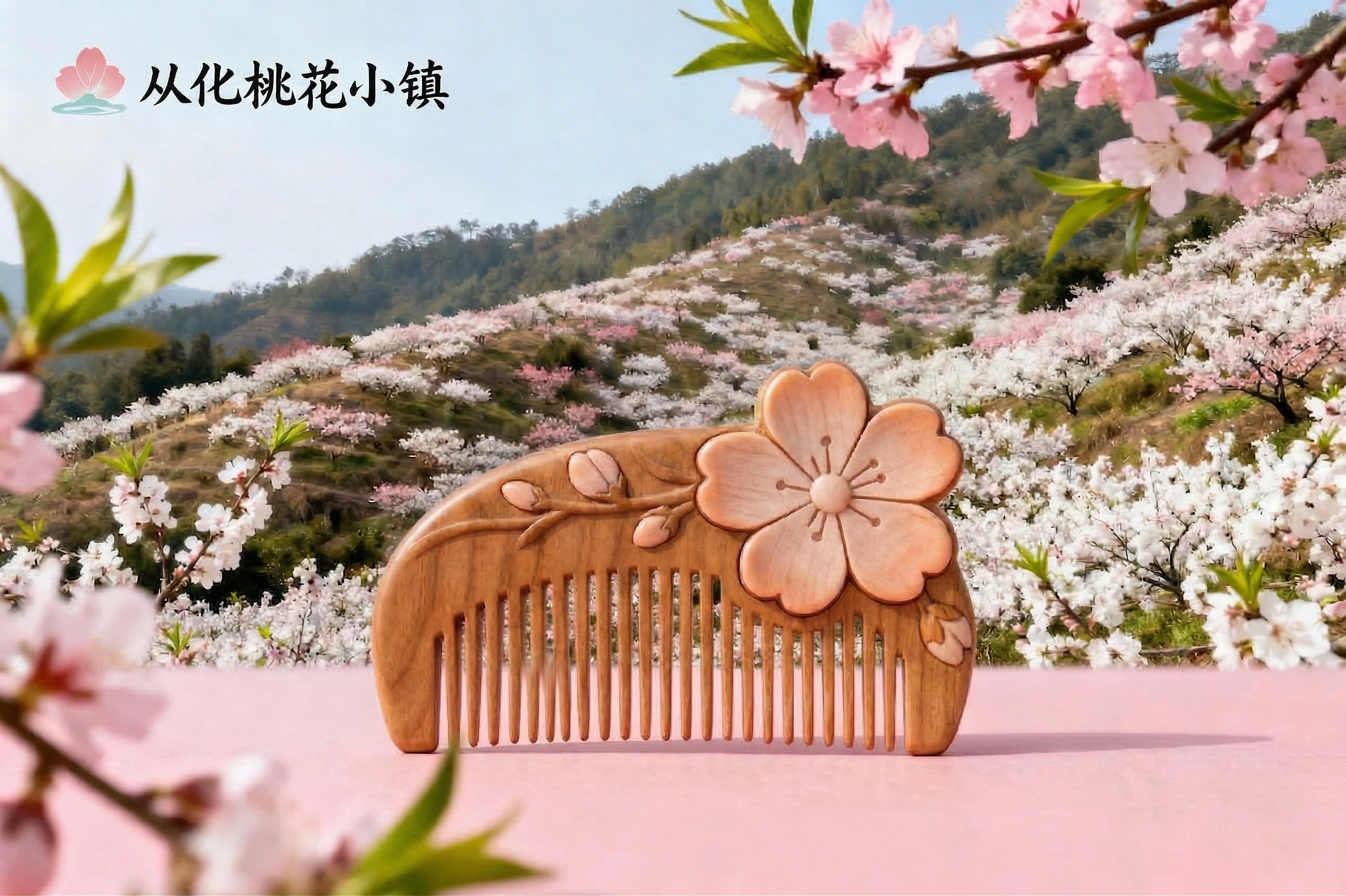 删除图片右下角的文字“30年桃花种植文化”，保留画面中其他所有… - 图片创意预览