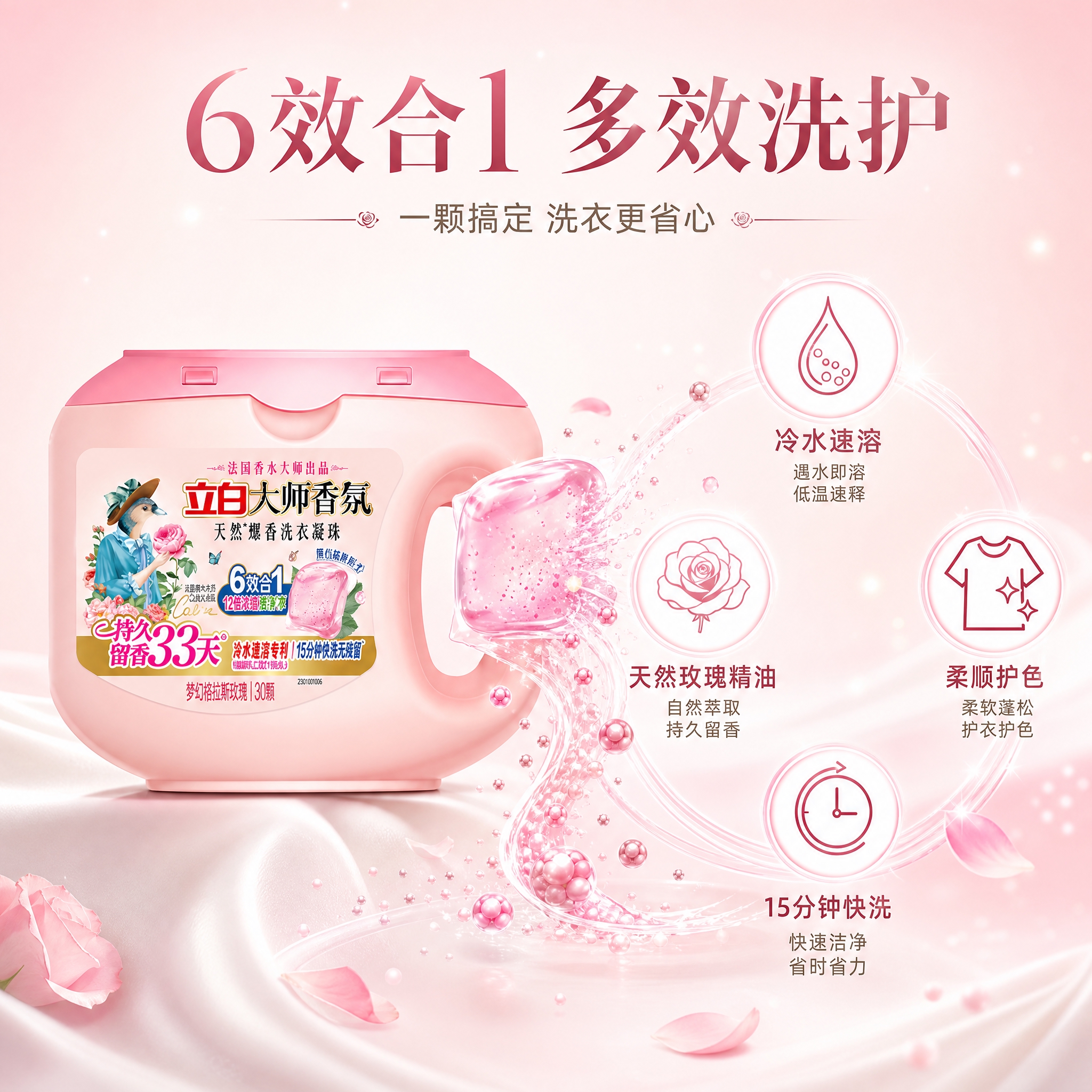 [主图-2] 核心功效卖点图，证明洗衣凝珠的洁净力与多效合一功… - 图片创意预览