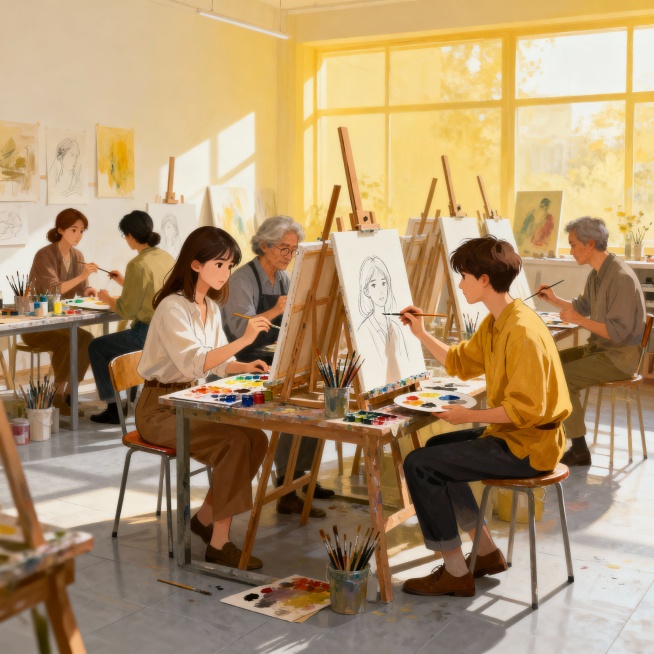 不要老人，就是成人绘画课，给我5张插图预览效果