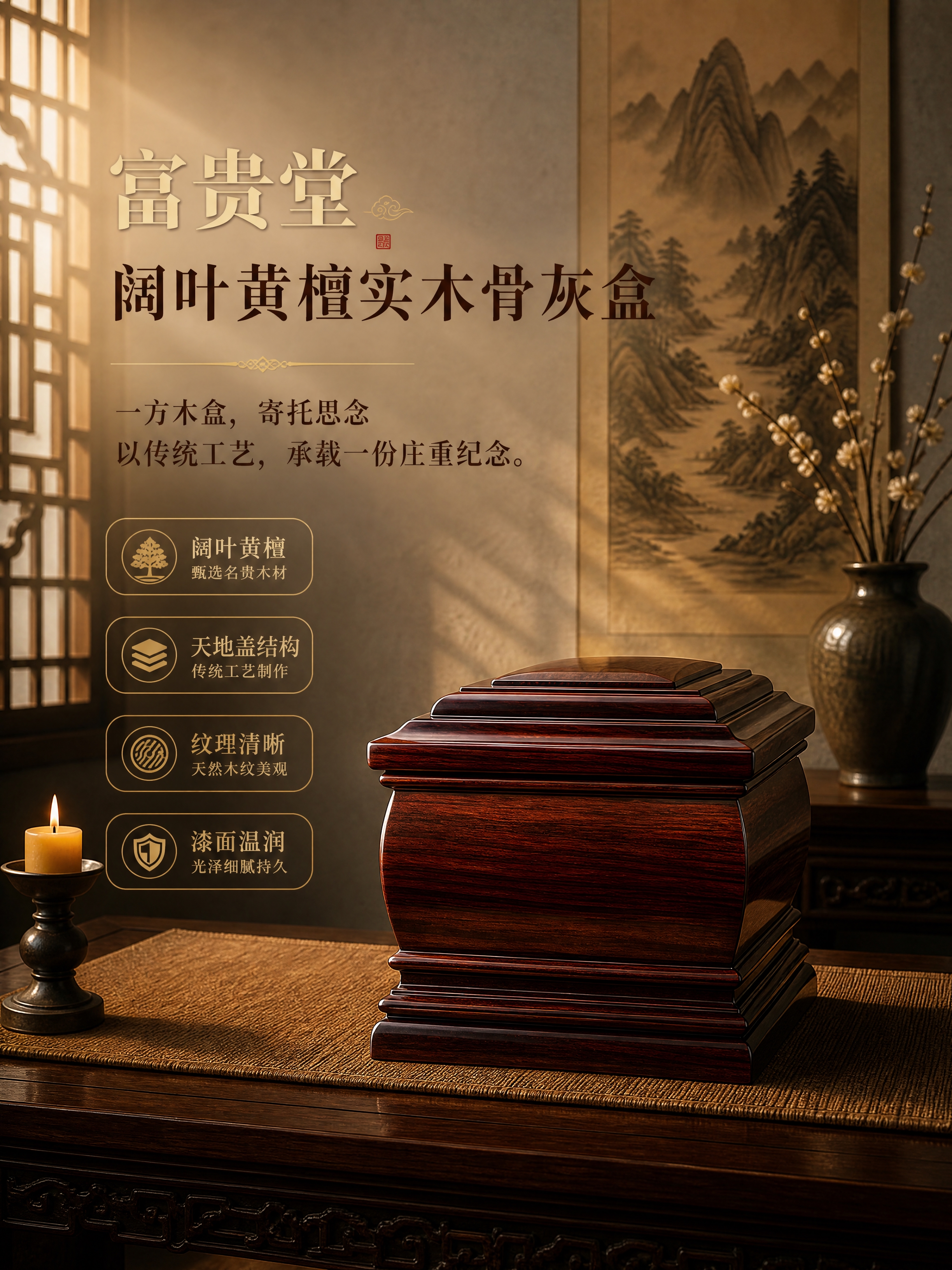 [商品] 使用【图1】富贵堂阔叶黄檀实木骨灰盒；保留天地盖结构… - 图片创意预览