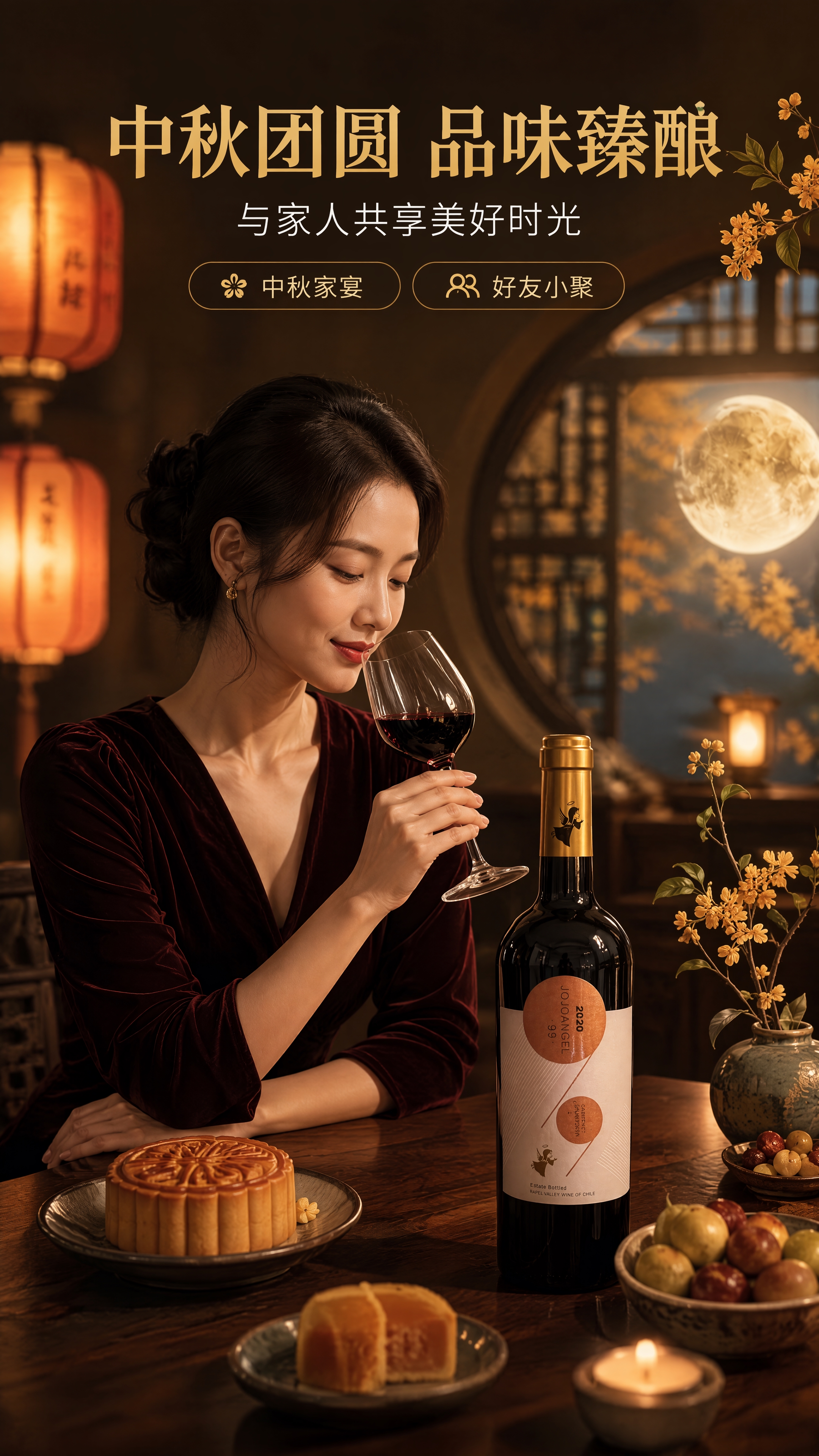 [商品] 使用【图2】99天使赤霞珠红葡萄酒，置于餐桌中央，占… - 图片创意预览