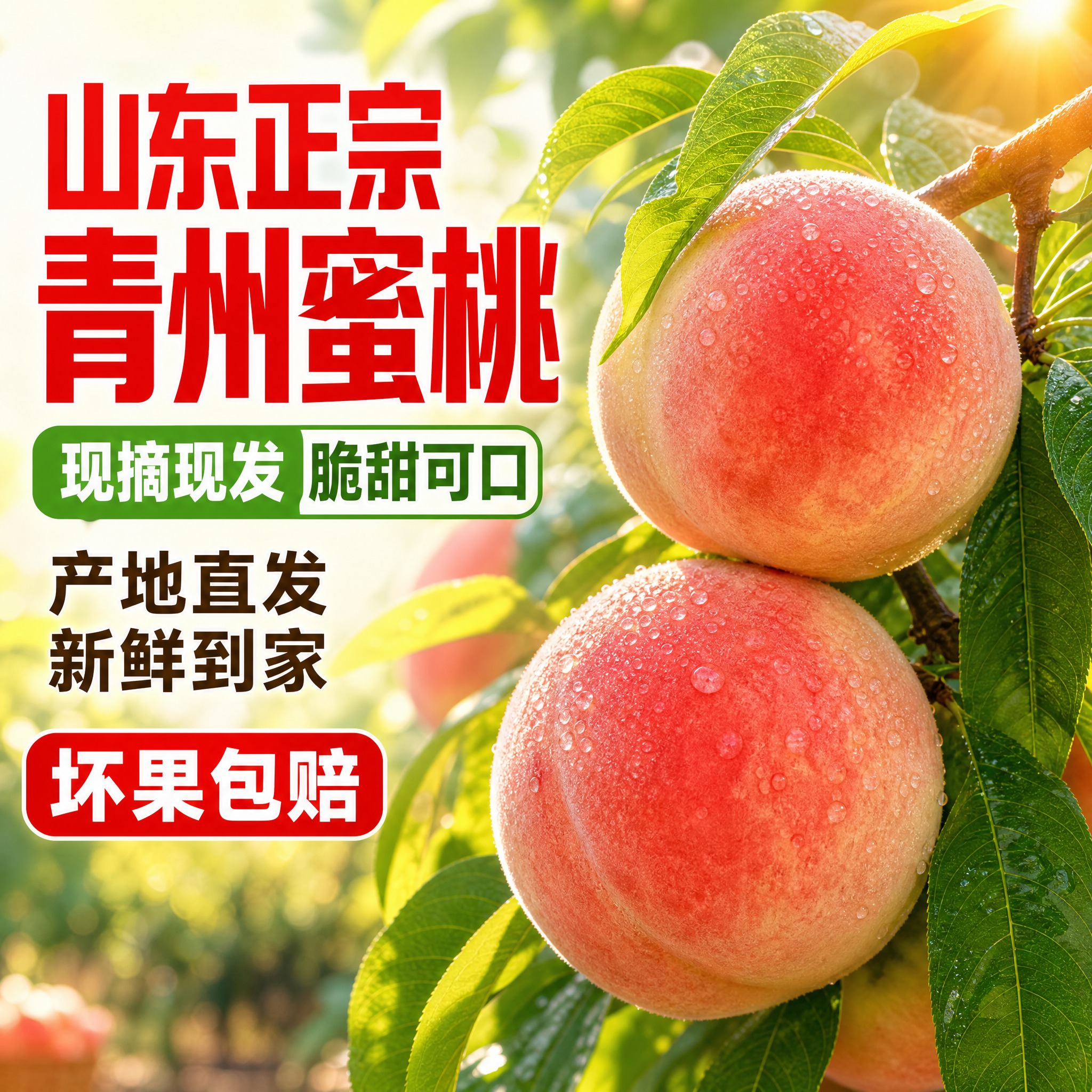 [主图-1] 首图点击率，突出山东青州蜜桃现摘现发脆甜可口的食… - 图片创意预览