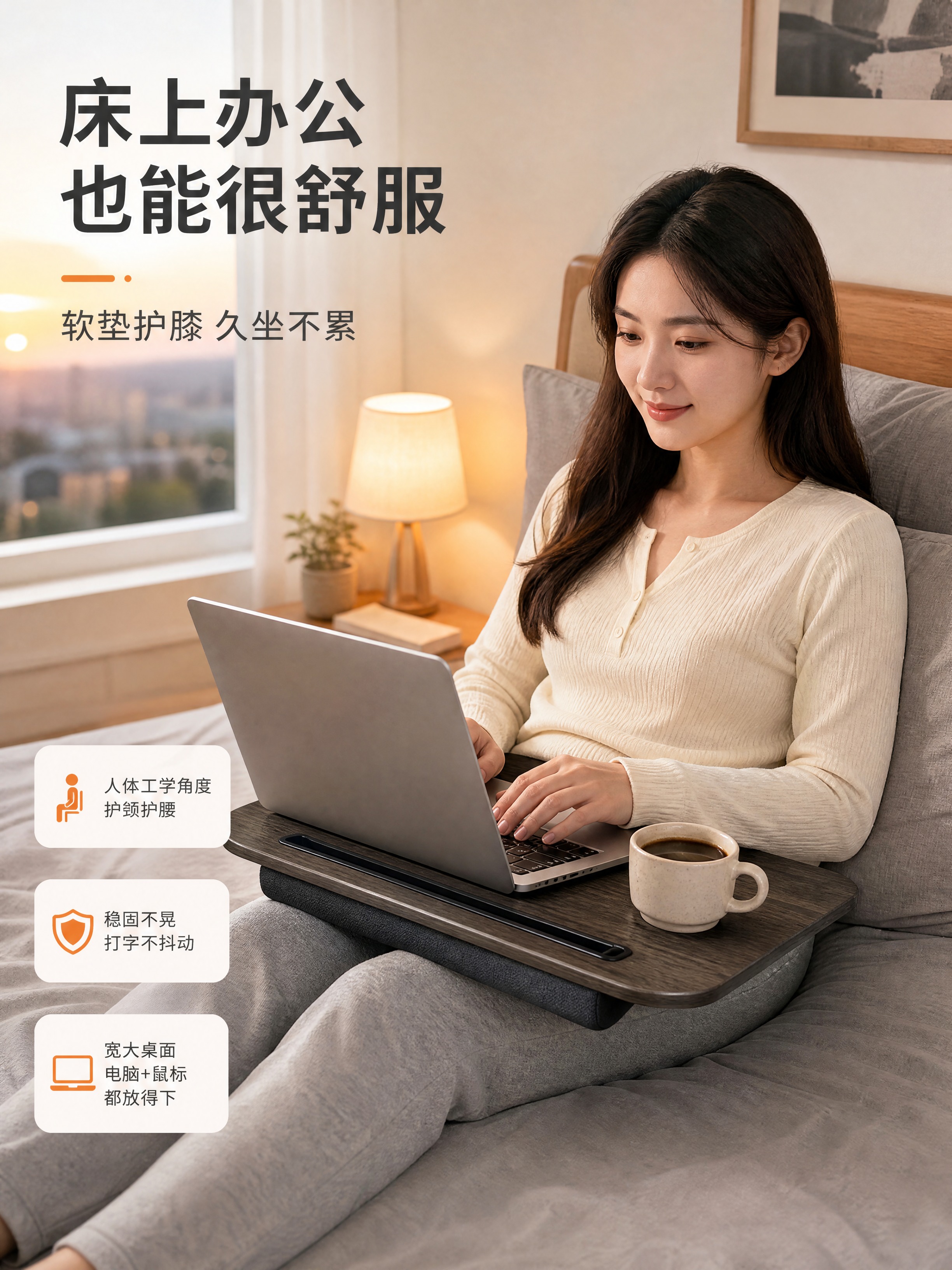[商品] 使用【图6】深灰木纹面膝上桌（带黑色提手、顶部卡槽、… - 图片创意预览