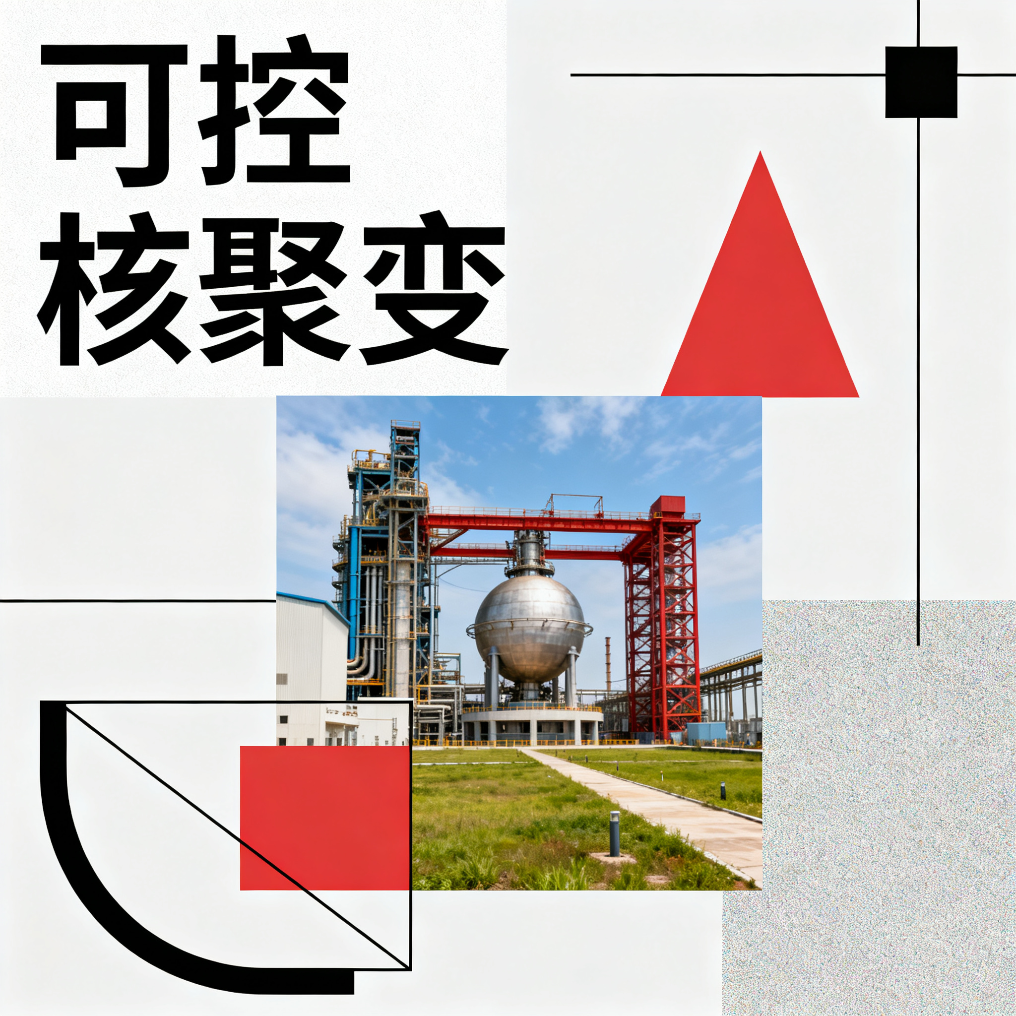 可控核聚变主题，包含"可控核聚变"文字，由现实实拍图片与简约几… - 图片创意预览