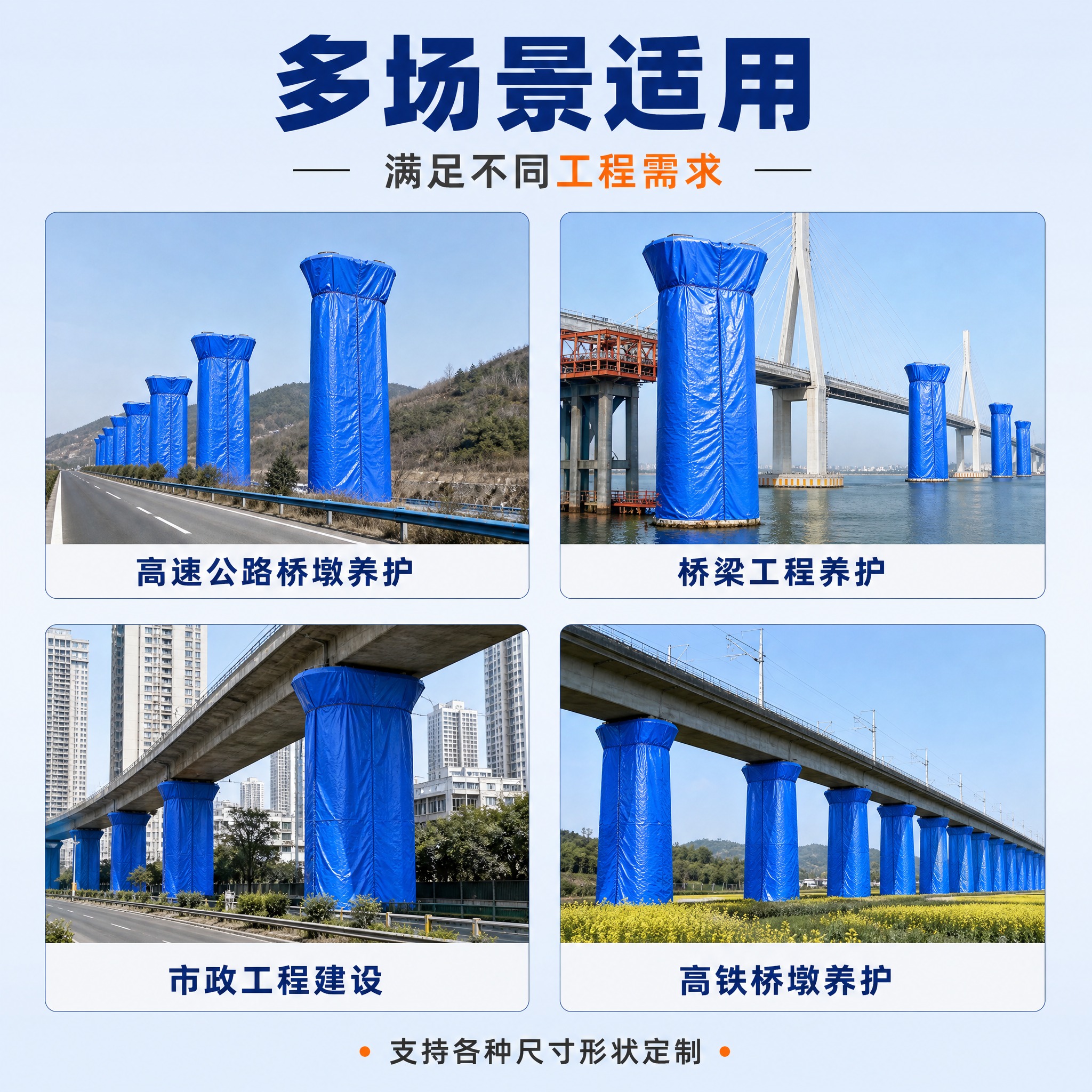 [主图-5] 蓝色桥墩养护罩多场景应用图 展示不同工程场景适配… - 图片创意预览