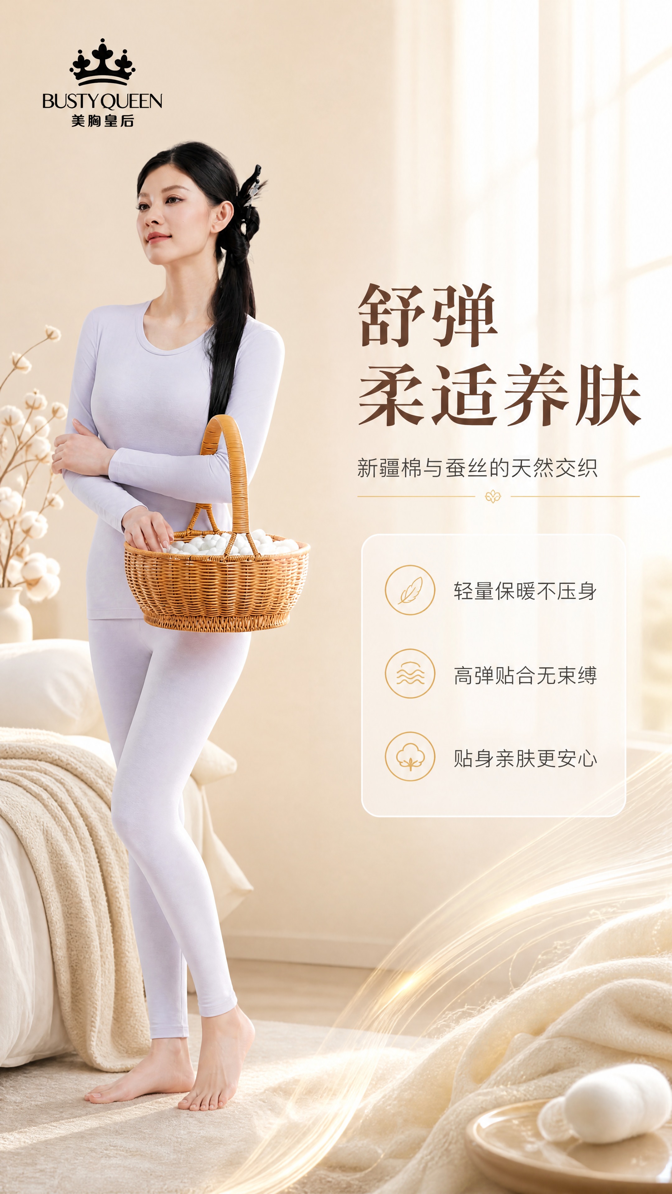 [商品] 使用【图3】浅紫色女式蚕丝棉保暖内衣套装模特图；保留… - 图片创意预览