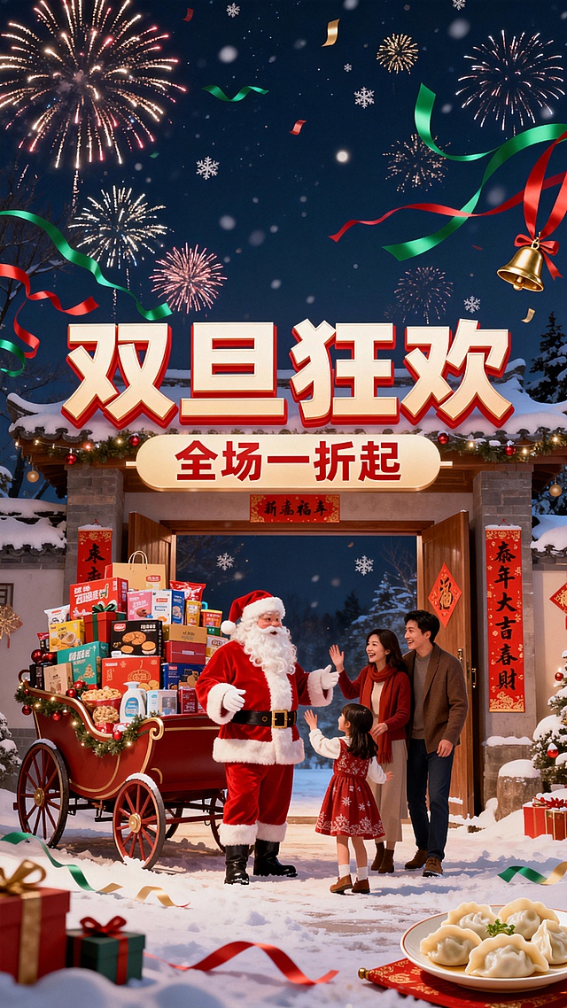 双旦狂欢，中西结合场景