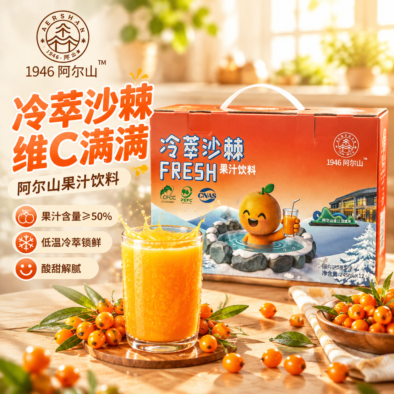 [主图-1] 首图点击率 冷萃沙棘果汁饮料礼盒装 食欲感诱惑场… - 图片创意预览