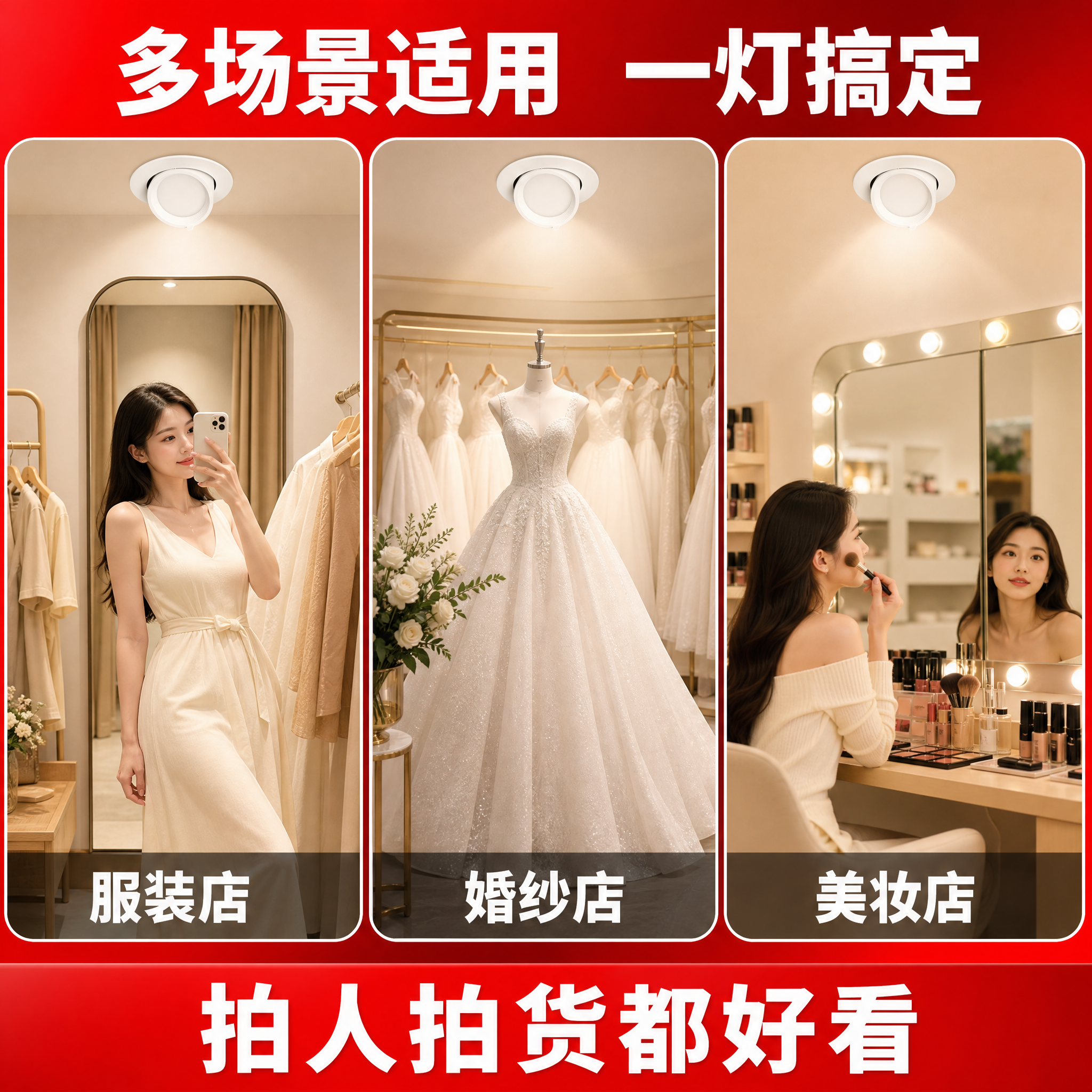 [主图-4] 射灯多场景适配展示图。 [氛围风格] 拼多多风格… - 图片创意预览
