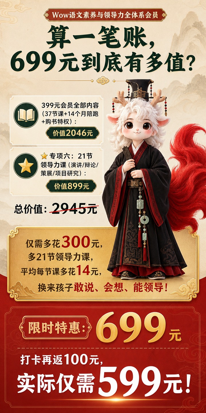 [商品] 教育服务类商品：Wow语文素养与领导力全体系会员（6… - 图片创意预览