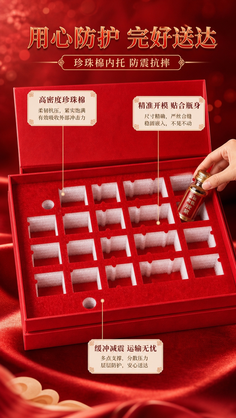 [商品] 使用【图1】礼盒内部珍珠棉内托特写；保留红色礼盒、红… - 图片创意预览