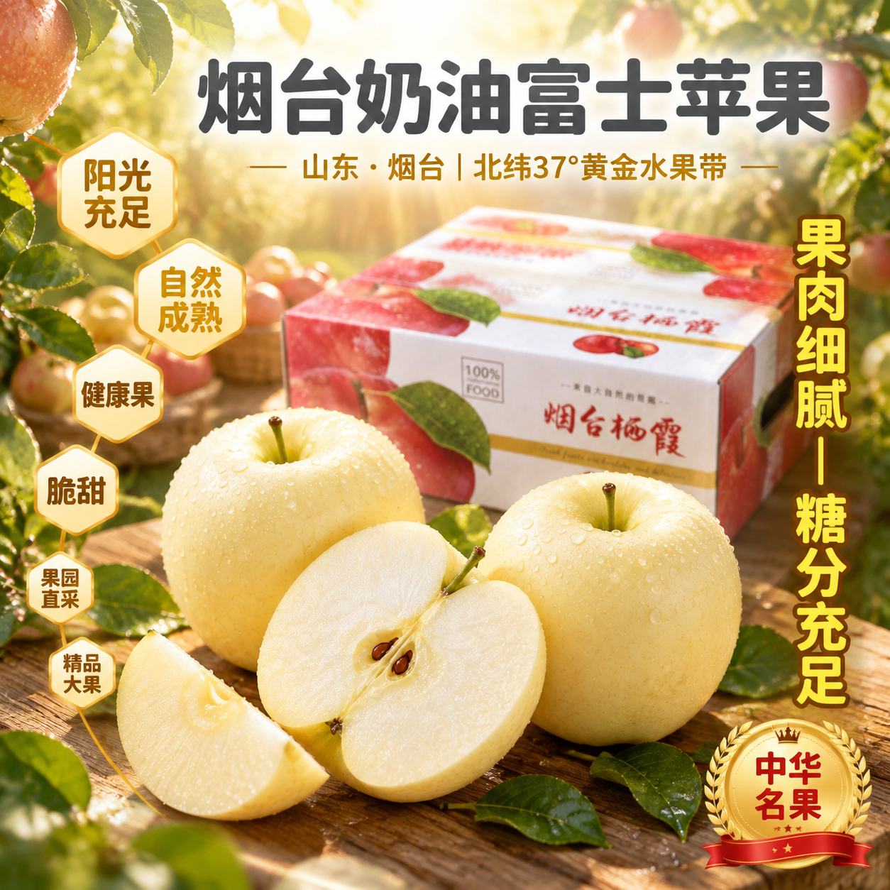 京东电商主图，800×800像素，1:1比例。背景为山东烟台栖… - 图片创意预览