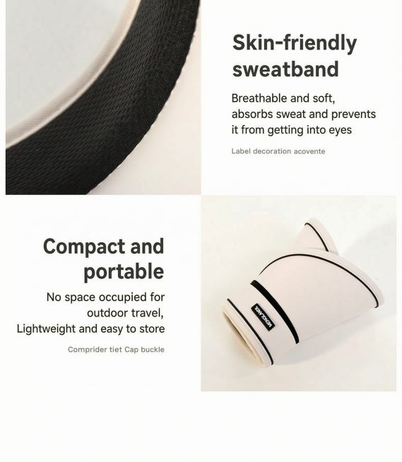 将图片中的所有中文替换为英文，翻译文案如下：“亲肤汗带”改为“Skin-friendly sweatband”，描述“透气柔软、吸收 汗液防止入眼”改为“Breathable and soft, ab预览效果