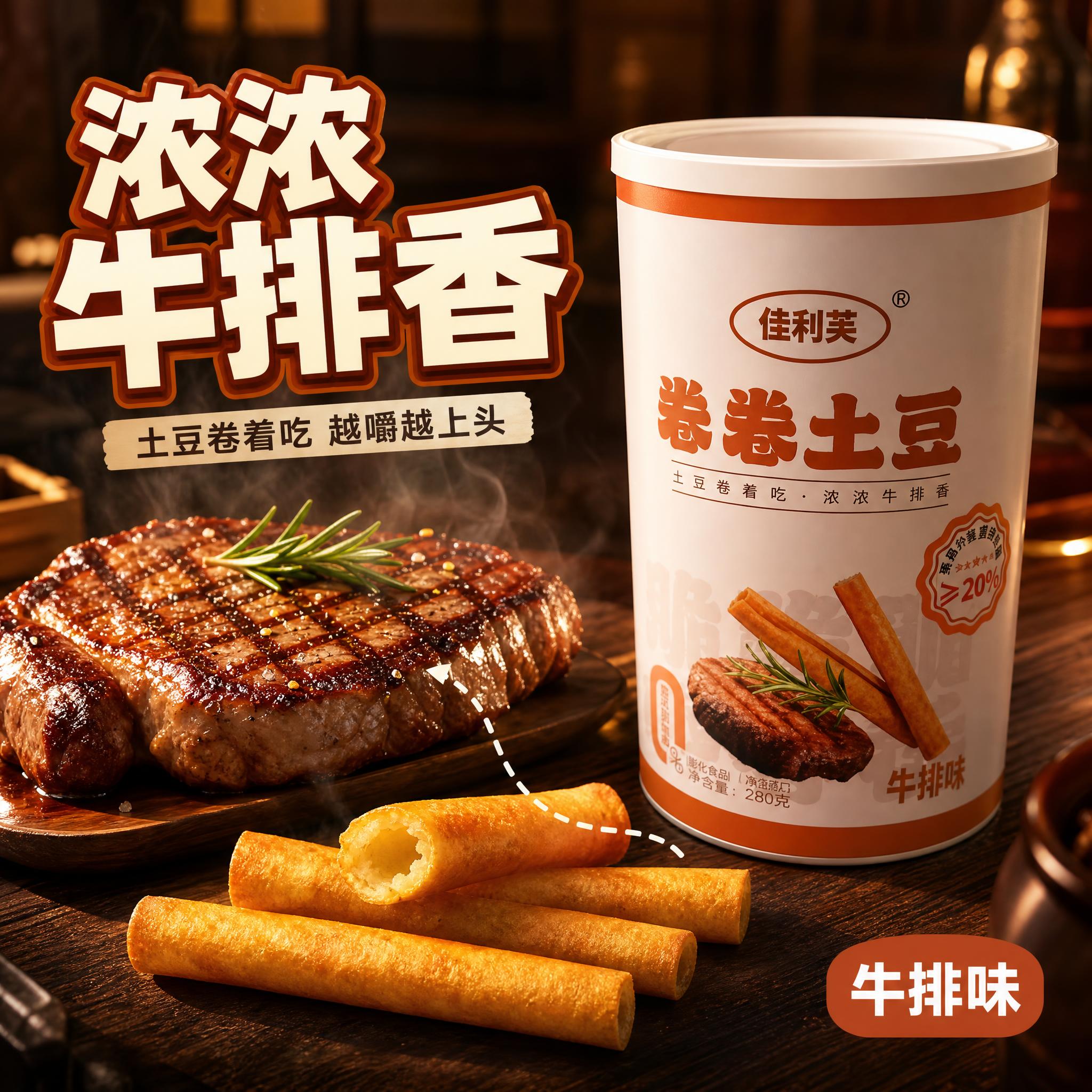 [主图-3] 牛排味 浓浓牛肉香 口味展示主图。 [统一基调]… - 图片创意预览
