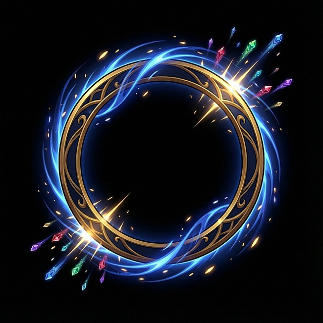 帮我生成3个BUFF类技能图  ：盗贼戒指：攻击有概率偷取对方元素石。盗贼羽衣：被攻击时有概率偷取对方强化石。盗贼手环：攻击有概率偷取对方背包里1件物品。风格要求：色彩鲜艳的卡通/动漫风，带有强烈的光效、动态特效，三个颜色以暗金藏青为主色调，图案为正方形，无边框，纯黑背景。