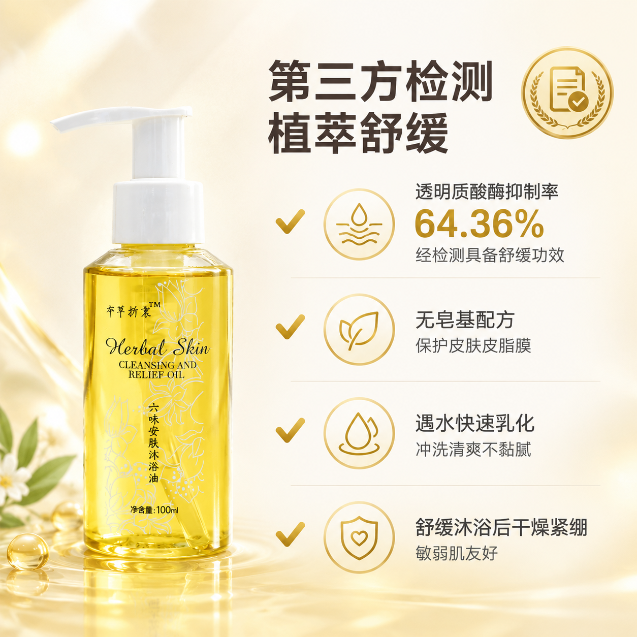[主图-2] 核心功效报告重点，第三方检测认证植萃舒缓功效，数… - 图片创意预览