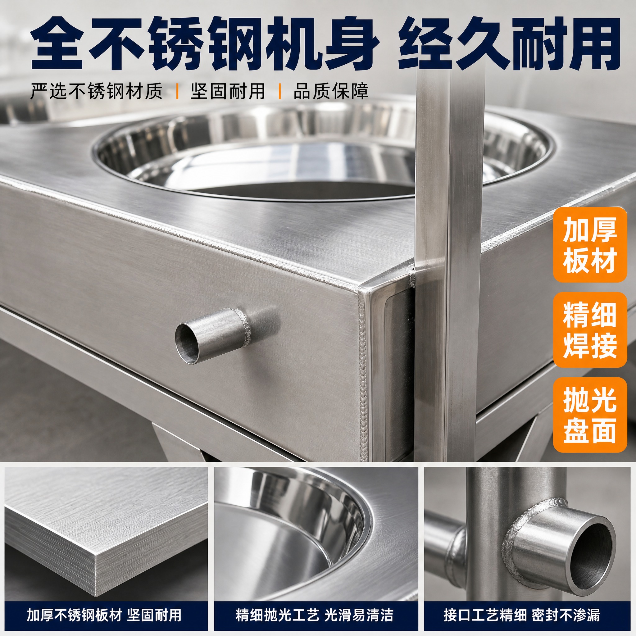 [主图-3] 圆盘腐竹豆皮机材质细节 全不锈钢工艺特写。 [统… - 图片创意预览