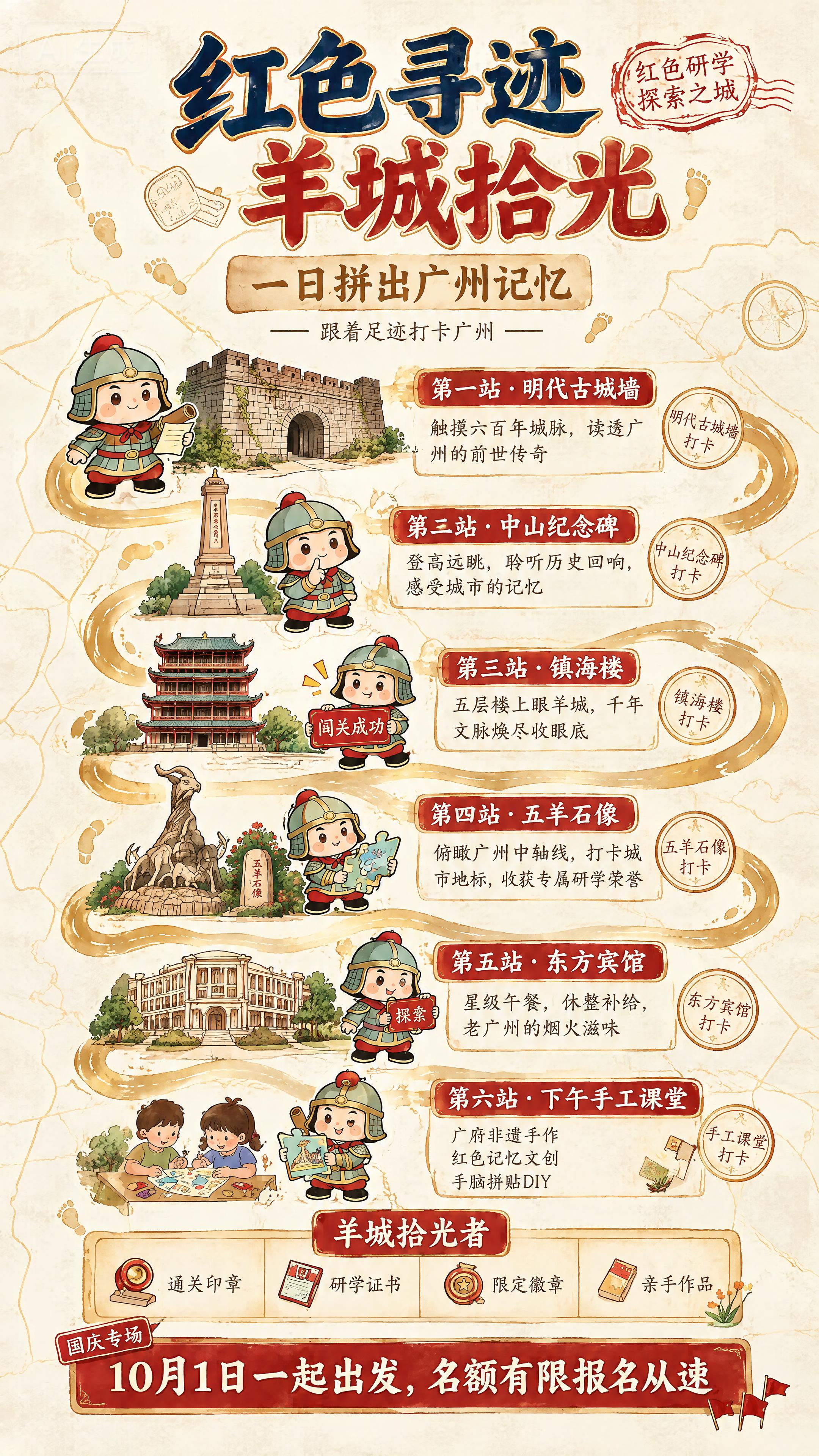 参考第一张图的复古国风地图风格，设计一张竖版9:16研学活动海… - 图片创意预览