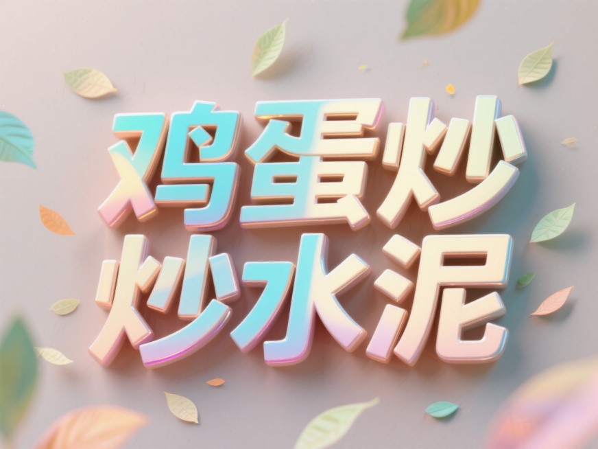 主标题“"鸡蛋炒水泥"，文案四周散步头晕色色小叶子，淡色背景预览效果