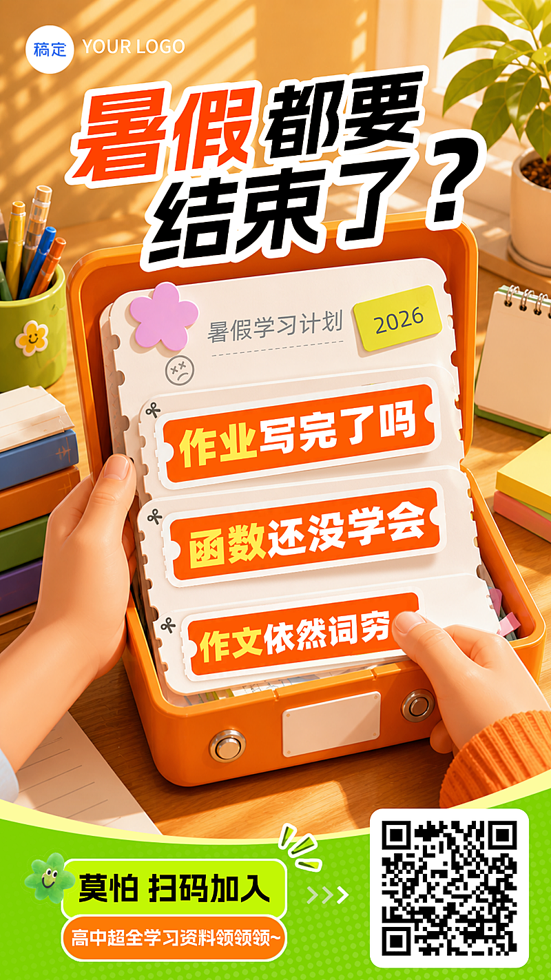 动感色彩鲜艳的3D卡通风格教育营销竖版海报