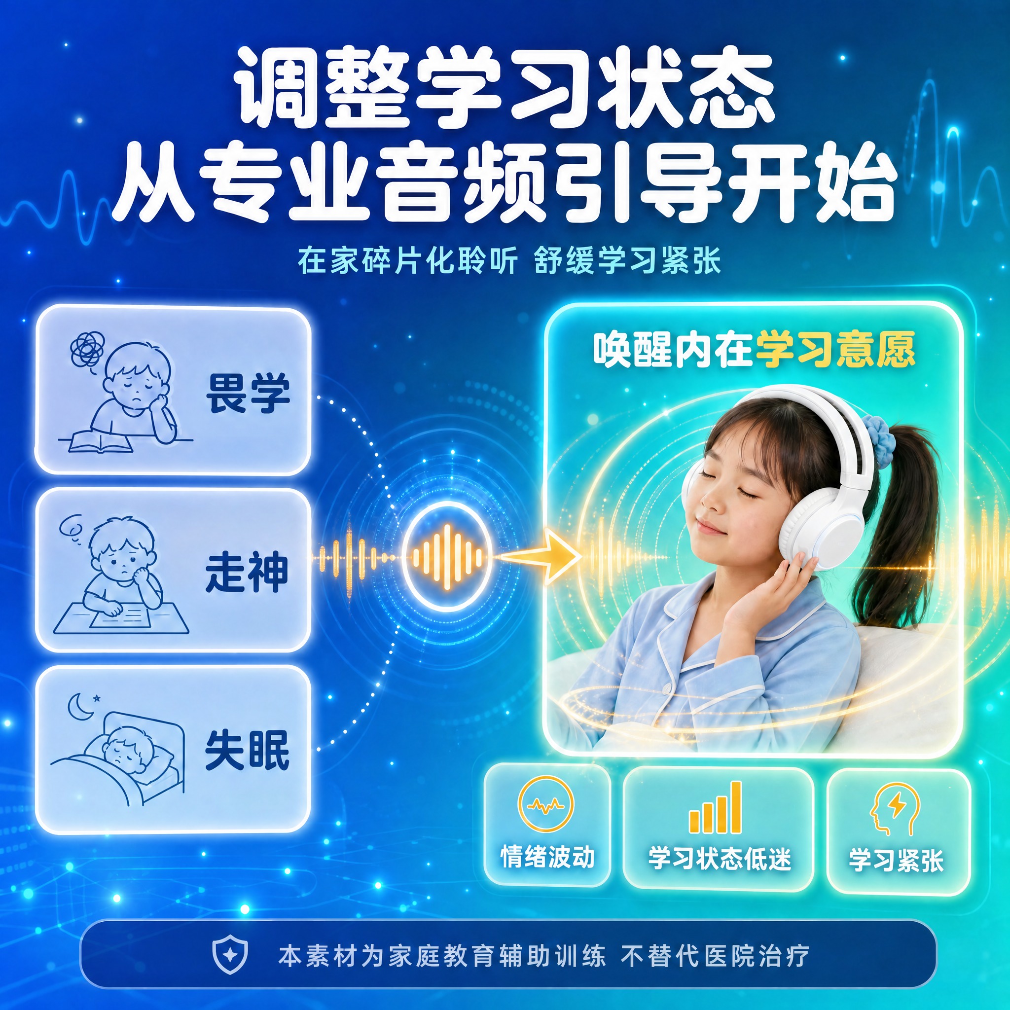 重绘图中右侧发光框内闭眼聆听的女孩佩戴的耳机：耳机区域重新绘制… - 图片创意预览