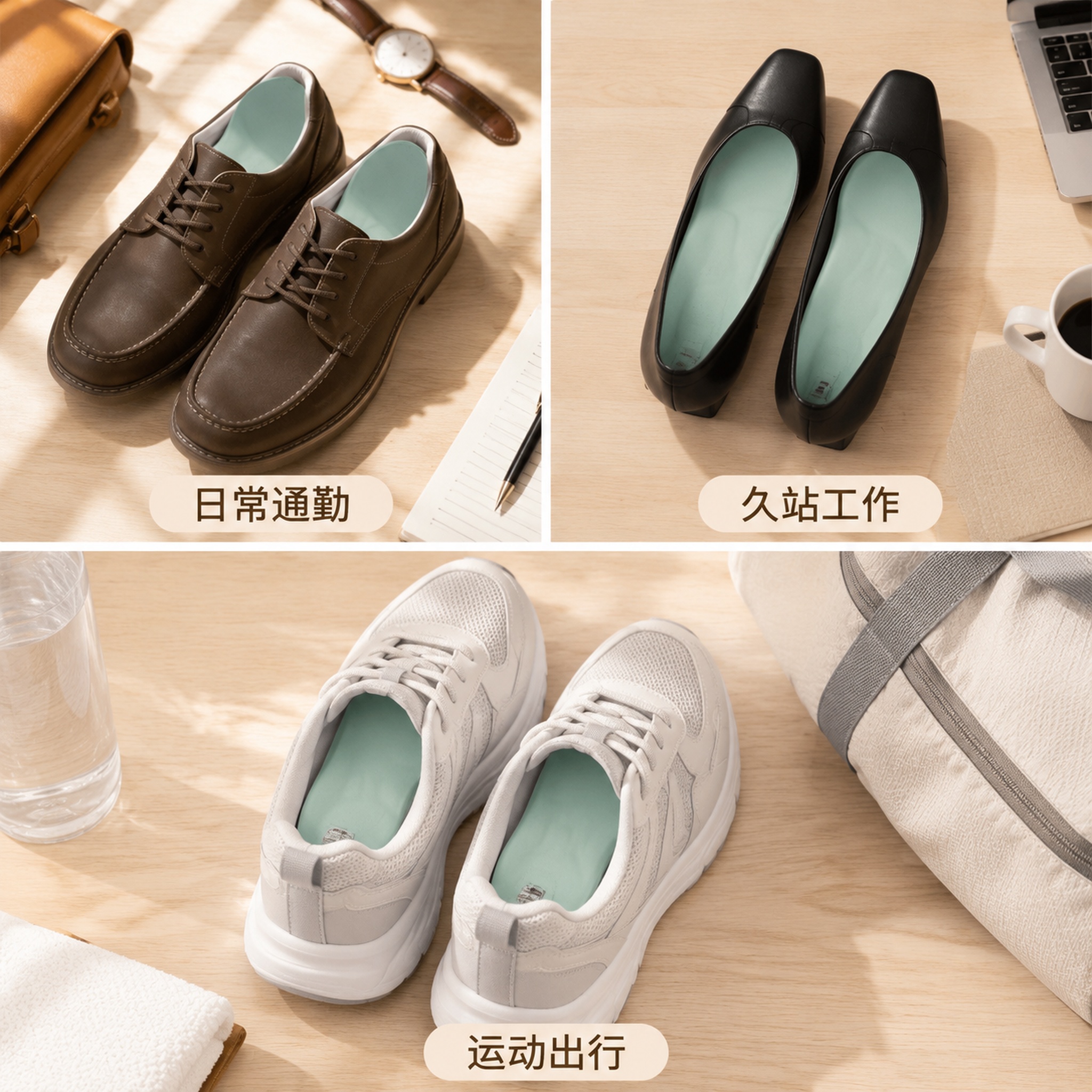 [主图-4] 足跟痛鞋垫多场景适配展示 [氛围风格] 生活化场… - 图片创意预览