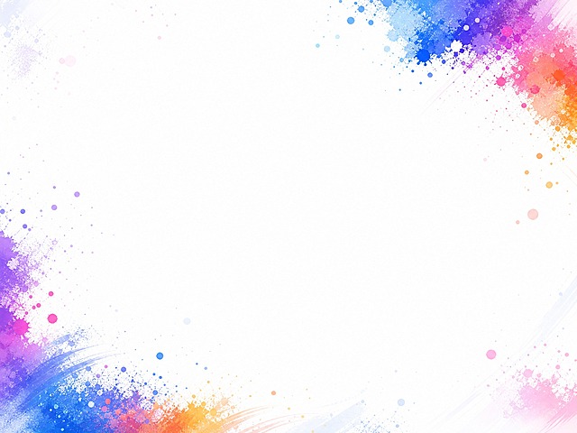 纯白背景图，画面中只有背景，没有任何文字、数字、图标、卡片、Logo等元素。背景主色调为白色，四周和边缘点缀少量彩色泼墨飞溅效果（红蓝橙紫），色彩轻盈通透，主要集中在画面四周角落，中心区域保持大面积纯净白色。整体干净明亮，简约大气，适合作为背景底图使用。横版构图。