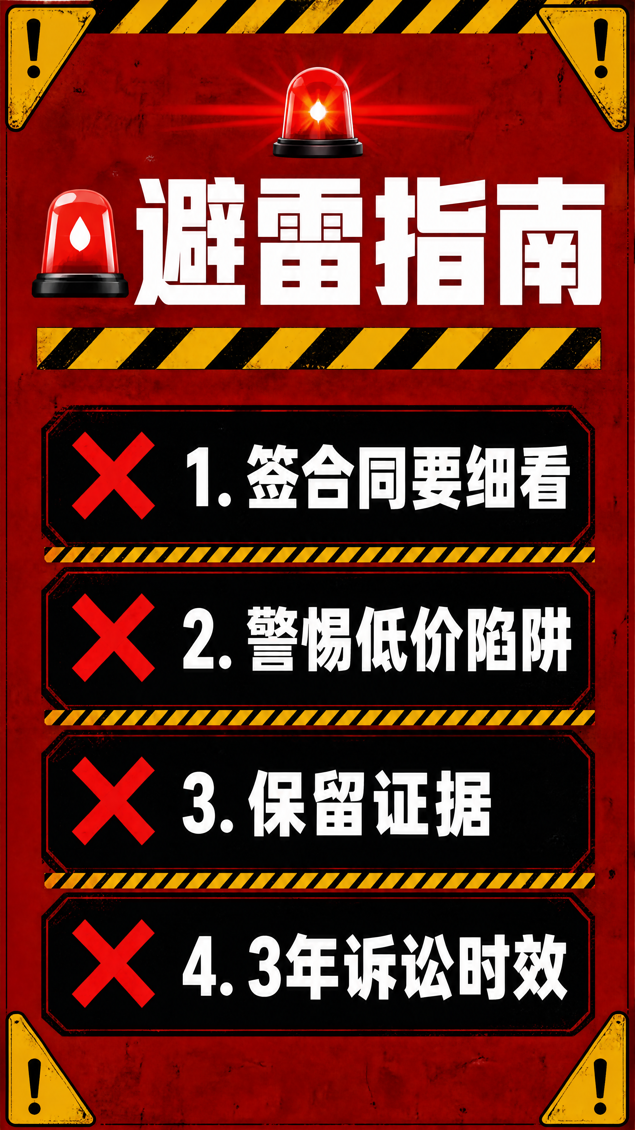 小红书笔记内页，避雷指南警示牌风格，9:16竖版，红黑黄高饱和… - 图片创意预览