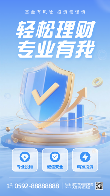 蓝色3D金融理财基金投资攻略股市手机海报预览效果