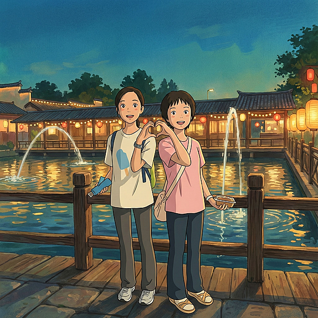 请将原图换为可爱的宫崎骏风格漫画