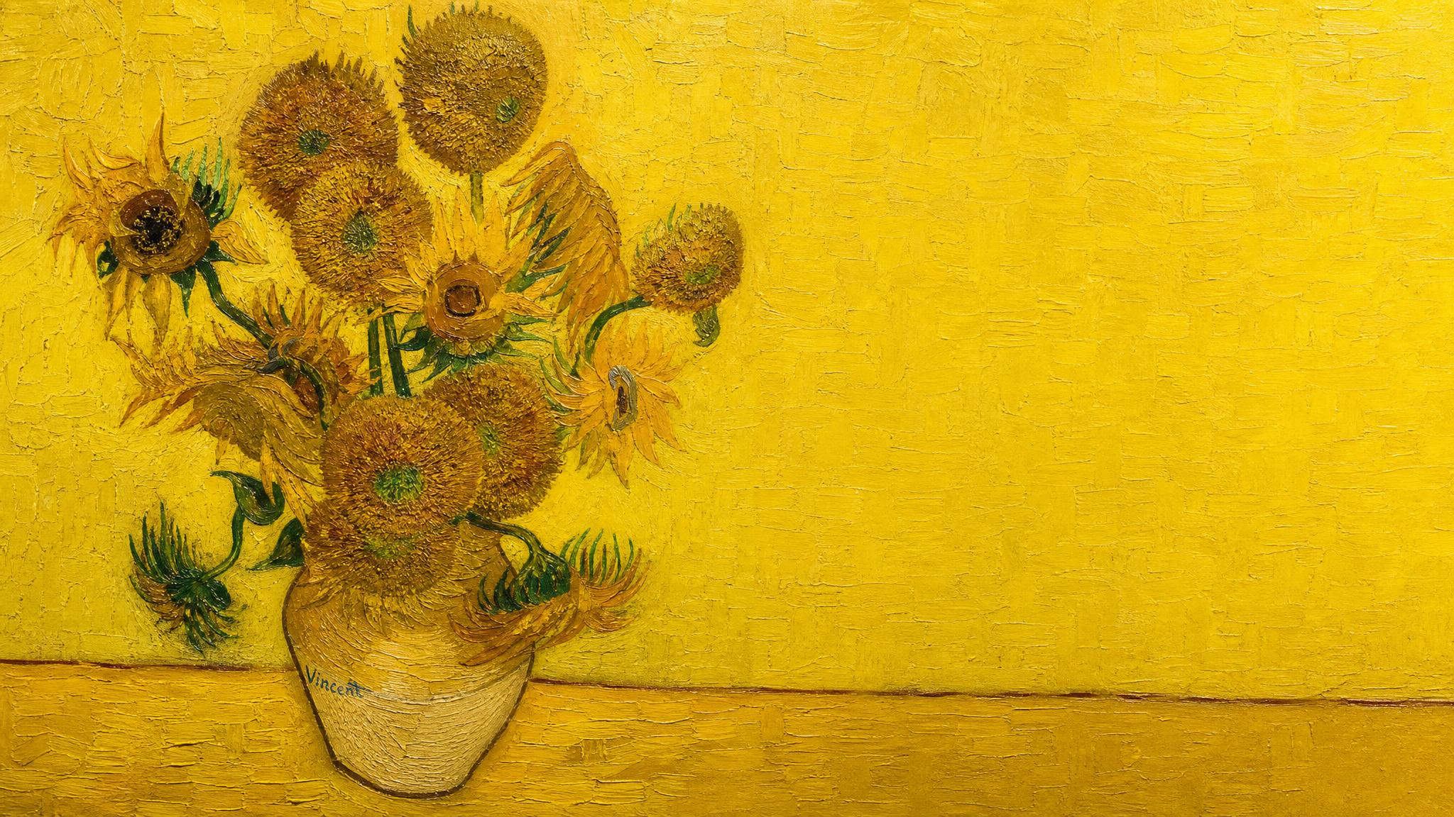 梵高向日葵油画，真实还原梵高向日葵系列作品风格，花瓶中插着金黄… - 图片创意预览