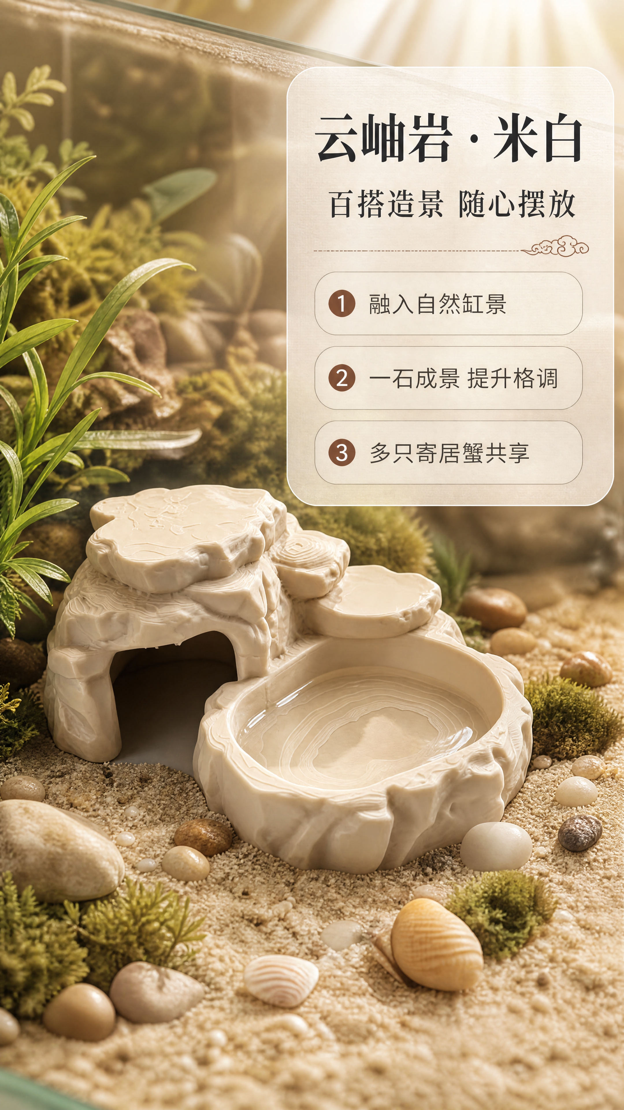 [商品] 使用【图1】米白款云岫岩寄居蟹躲避屋；保留原有的岩石… - 图片创意预览