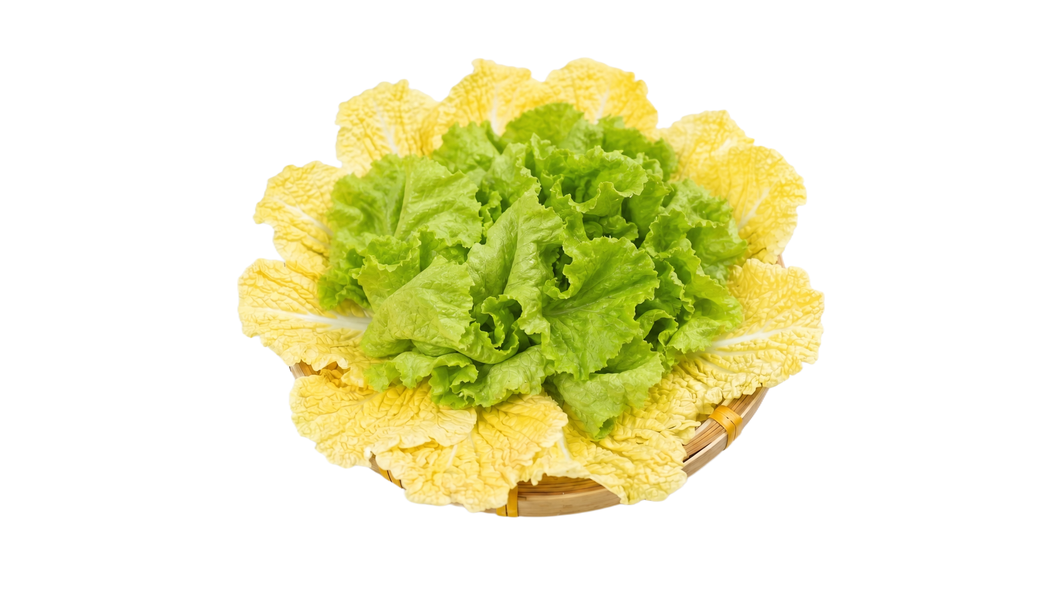 将奶白菜上面的绿色青菜替换成新鲜的生菜叶，保持竹篮、奶白菜、白… - 图片创意预览