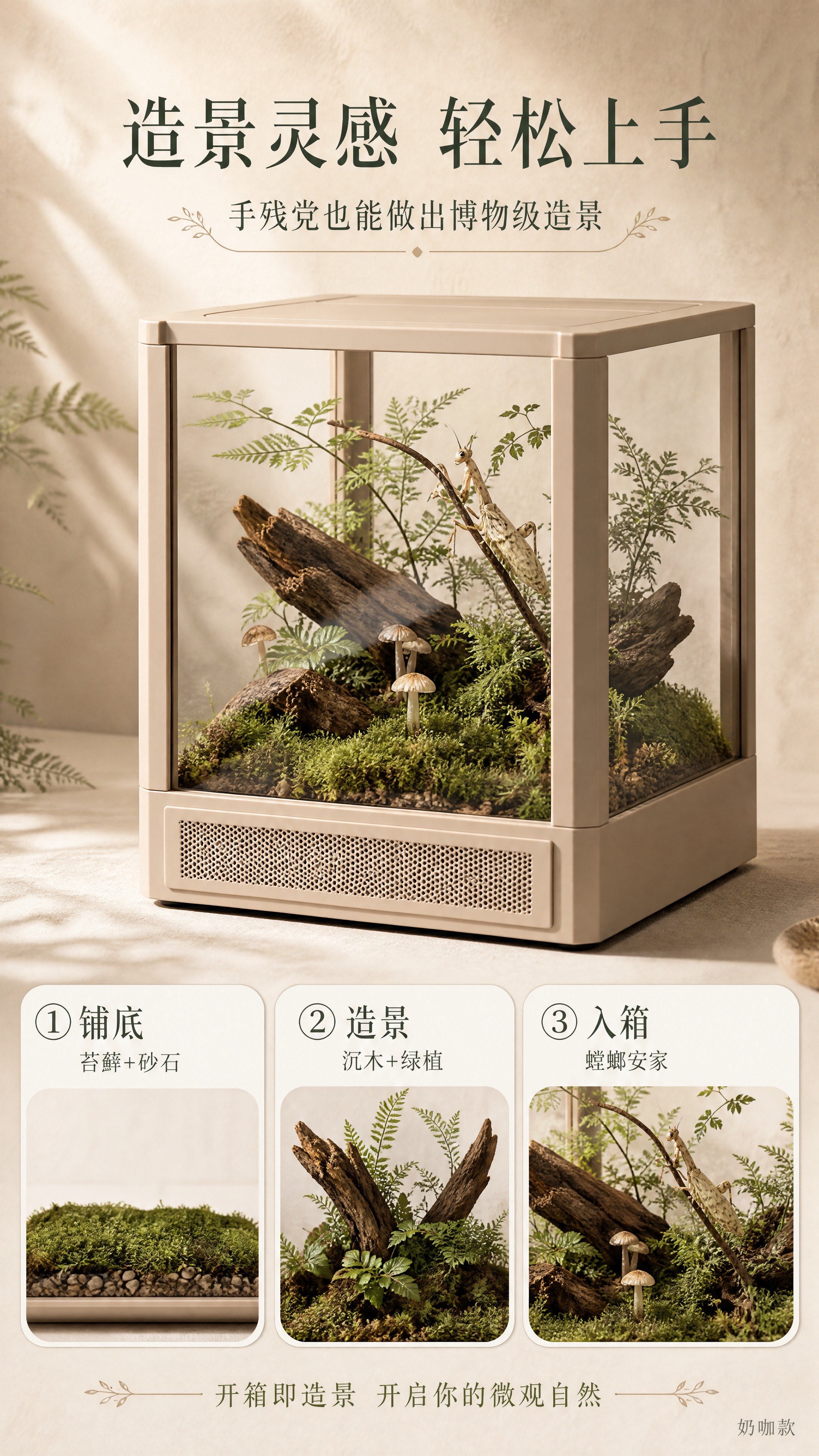 [商品] 使用【图3】奶咖款（奶茶色）螳螂饲养箱；保留方正立方… - 图片创意预览