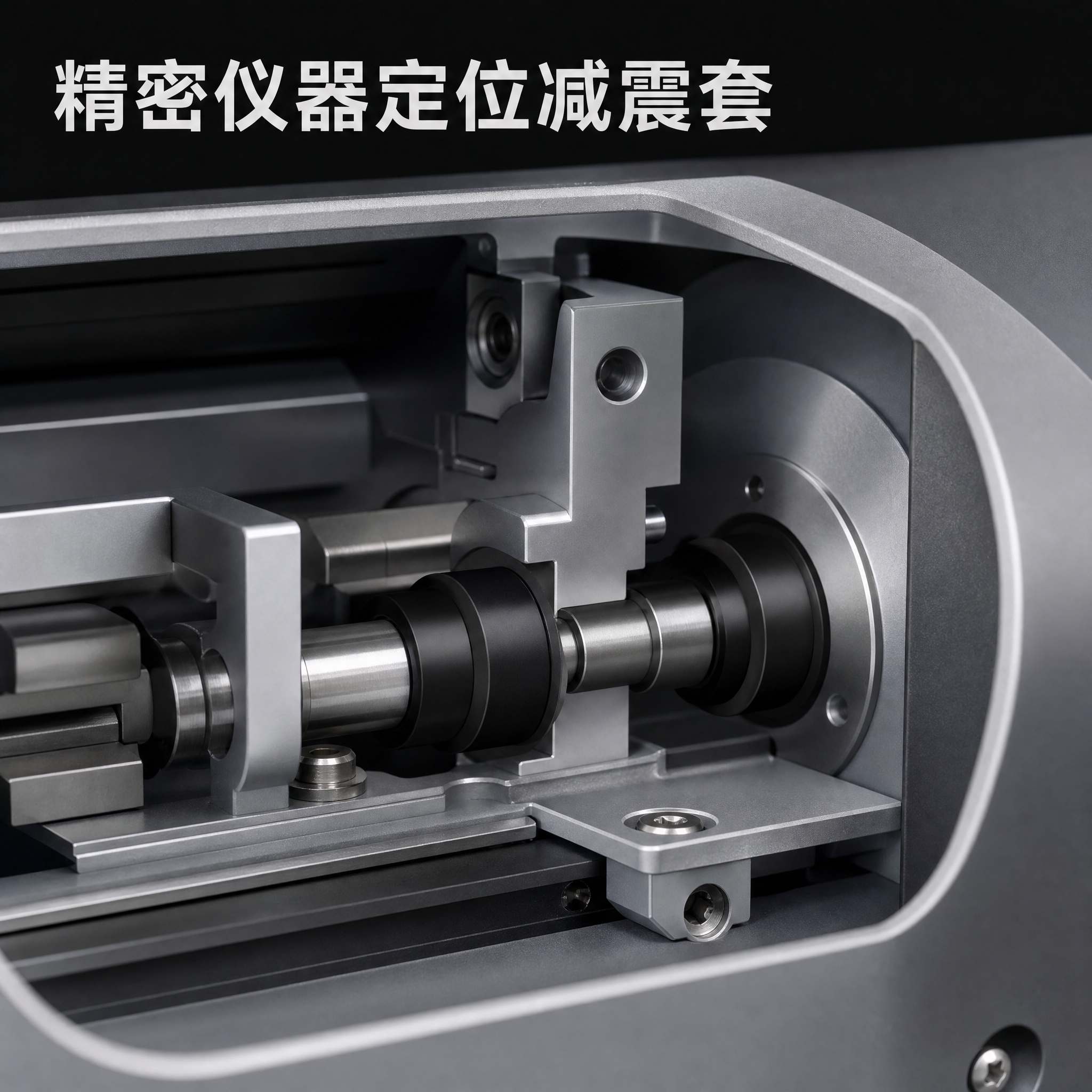 [主图-5] 应用场景图，极简科技风，展示实心黑色台阶形零件在… - 图片创意预览