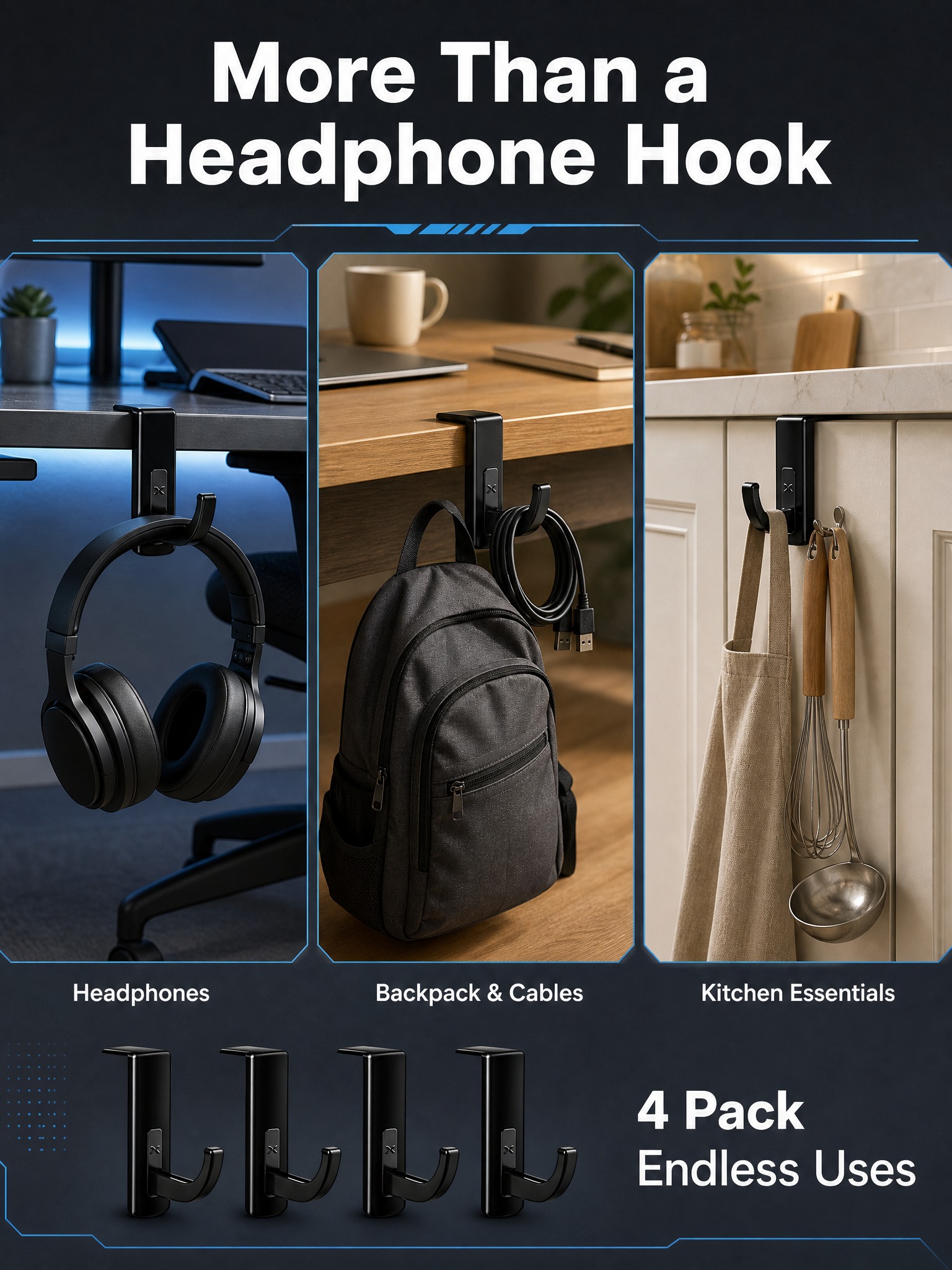 [主图-6] Headphone Hanger Hook 4-… - 图片创意预览