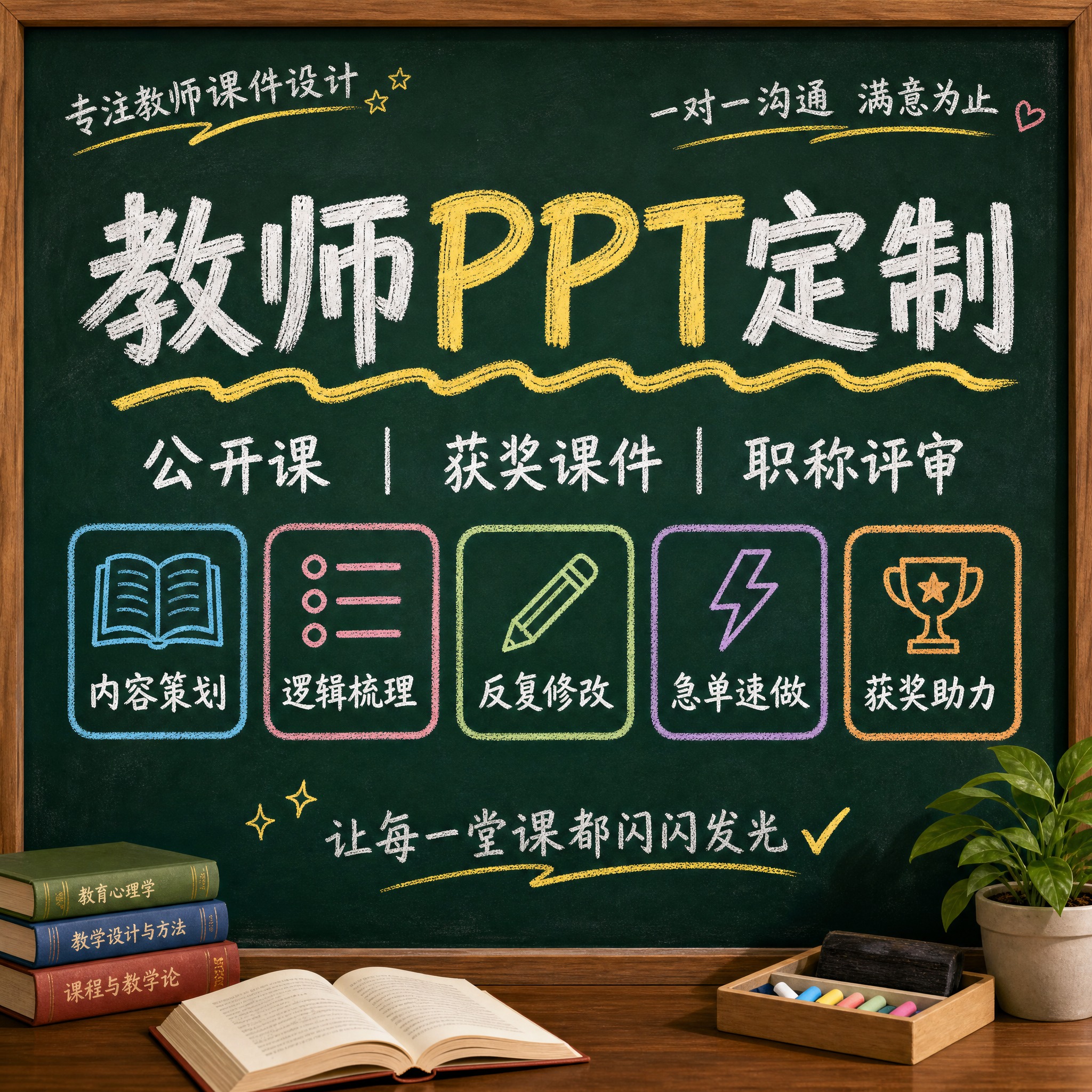 [主图-1] 教师PPT定制服务主题首图，核心任务是展示服务定… - 图片创意预览