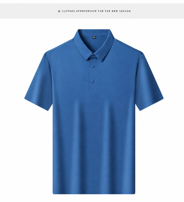 将左图这件polo衫的颜色换成右图衣服的宝蓝色，保持款式和版型不变预览效果