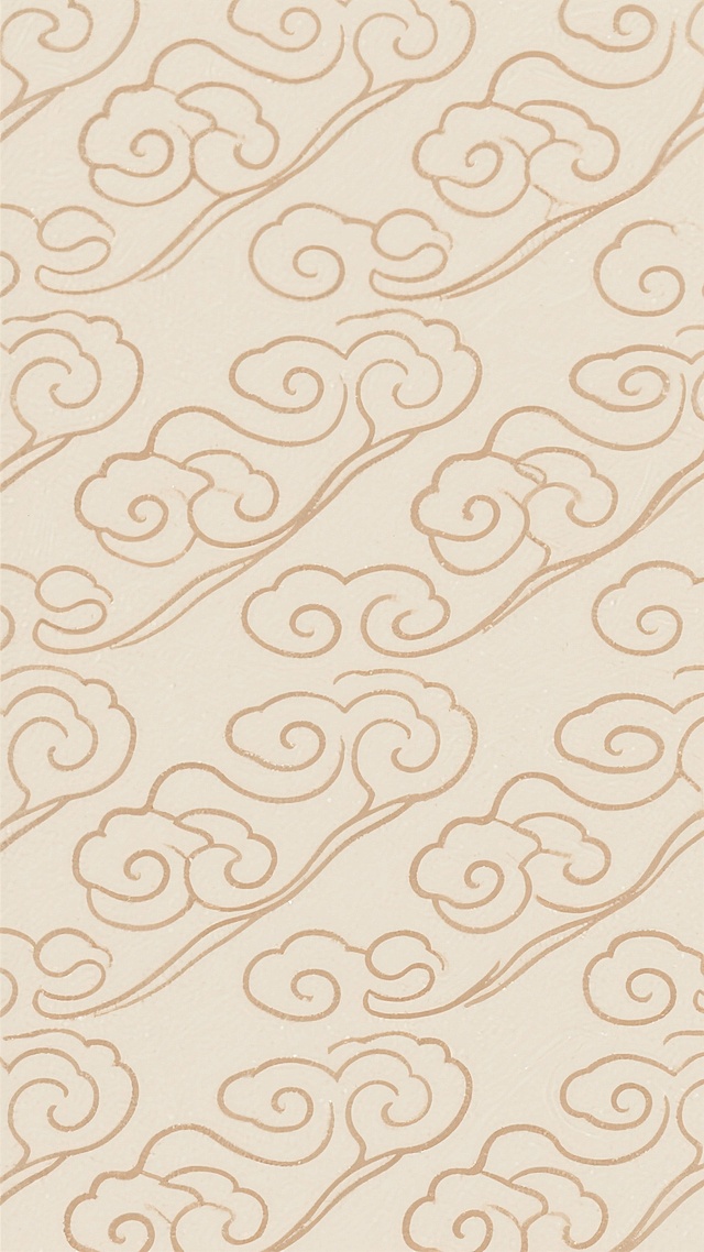 传统中式风格底纹，浅米色背景上以细腻流畅的线条勾勒出连续重复的如意云纹图案，线条为浅棕色，纹样排列整齐有序，呈现出典雅庄重的东方美学韵味，整体设计简洁大方，具有浓郁的中国传统文化气息和古典装饰美感。