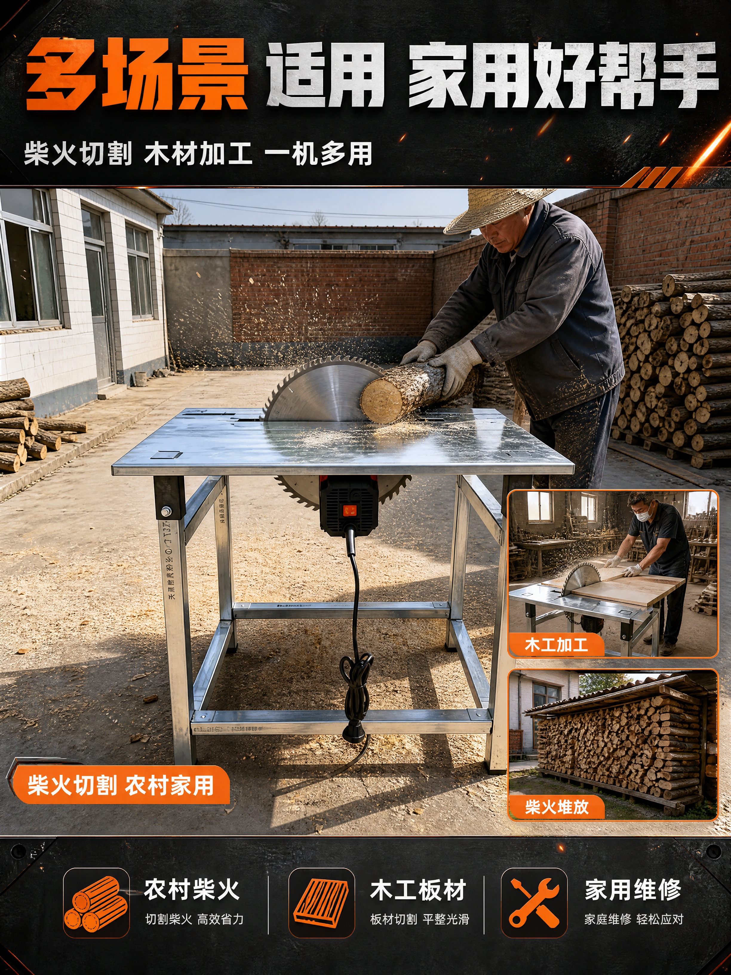 [商品] 使用【图1】便携式一体锯柴火锯；保留整体结构、颜色、… - 图片创意预览