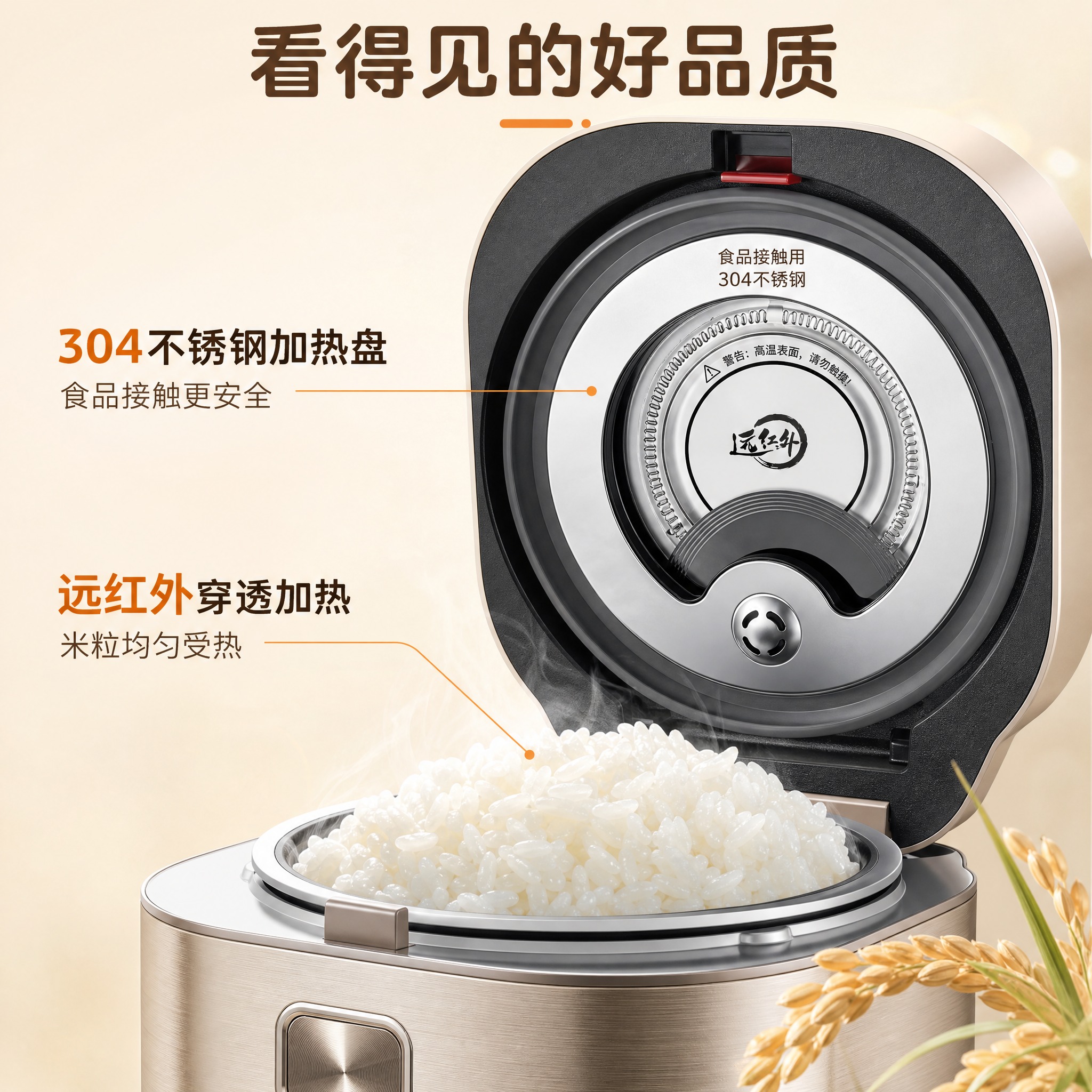[主图-3] 产品证据与结构细节，电饭煲内胆与加热系统特写展示… - 图片创意预览