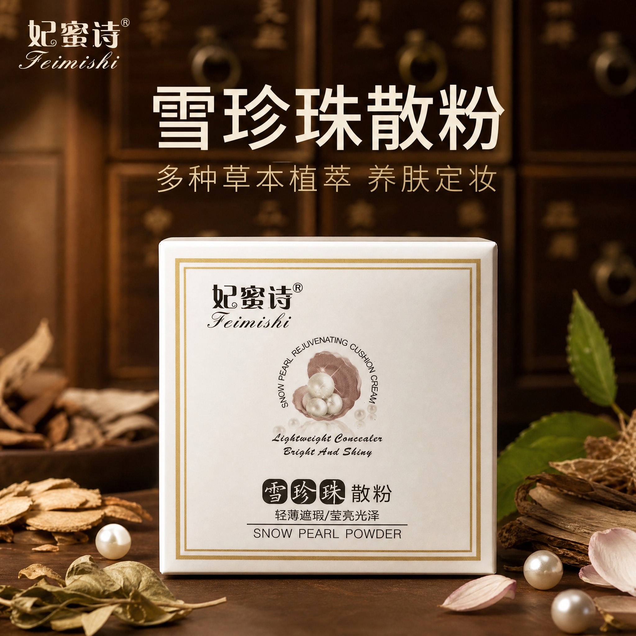 [主图-1] 首图品牌调性，展示妃蜜诗雪珍珠散粉产品，传递多种… - 图片创意预览