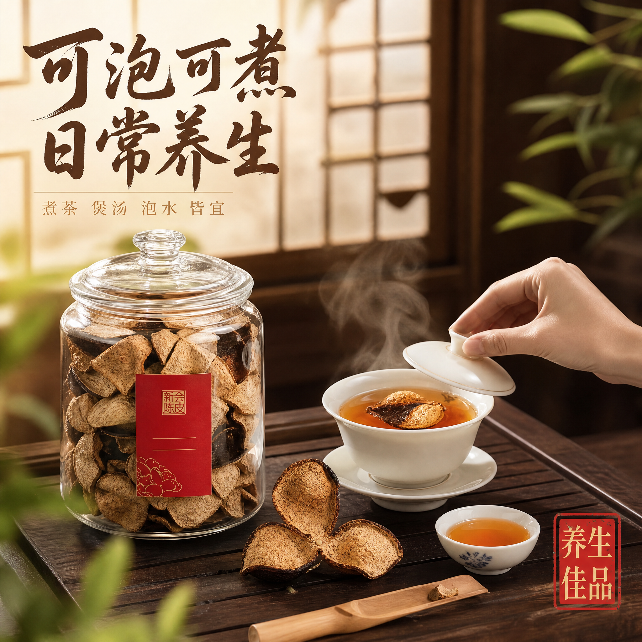 [主图-4] 主题：冲泡饮用场景，卖点4——可泡可煮日常养生佳… - 图片创意预览