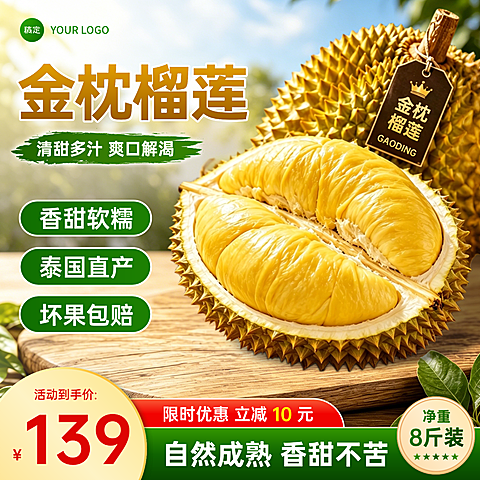 金枕榴莲水果促销宣传电商零售商品主图